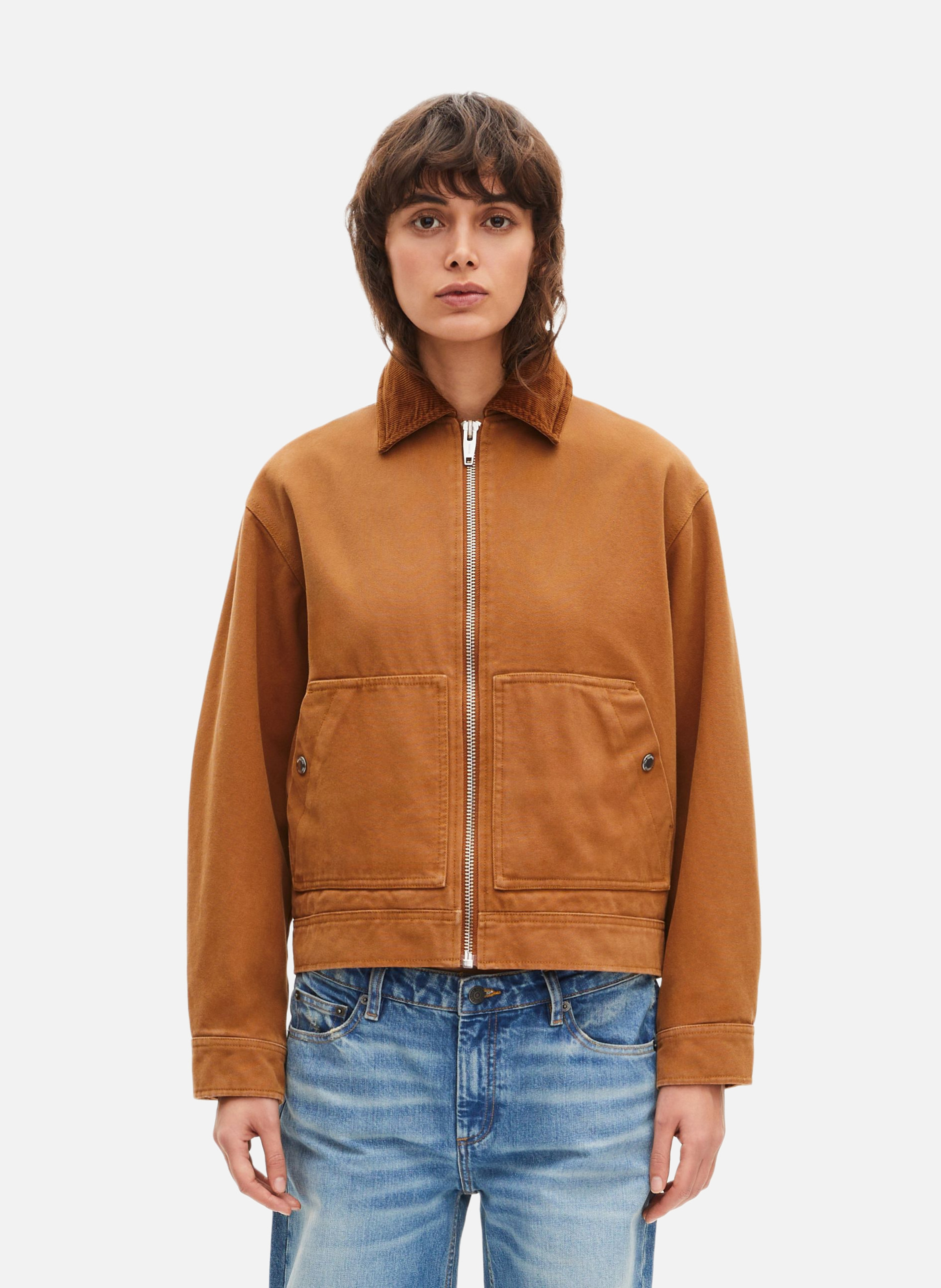 Embroidered cotton back jacket THE KOOPLES Brown