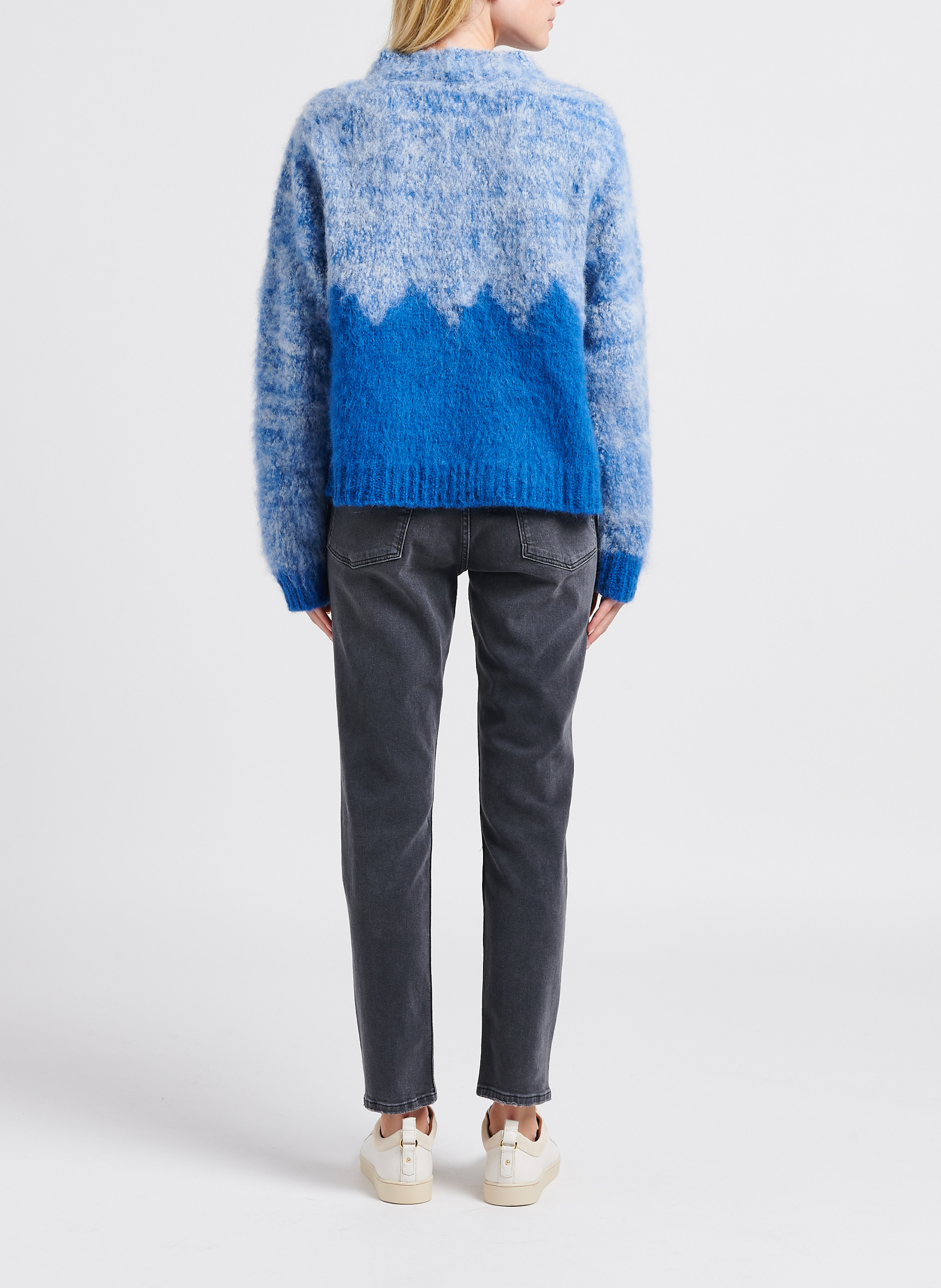 Jacquard-Rundhalspullover aus Alpaka STELLA PARDO Blau