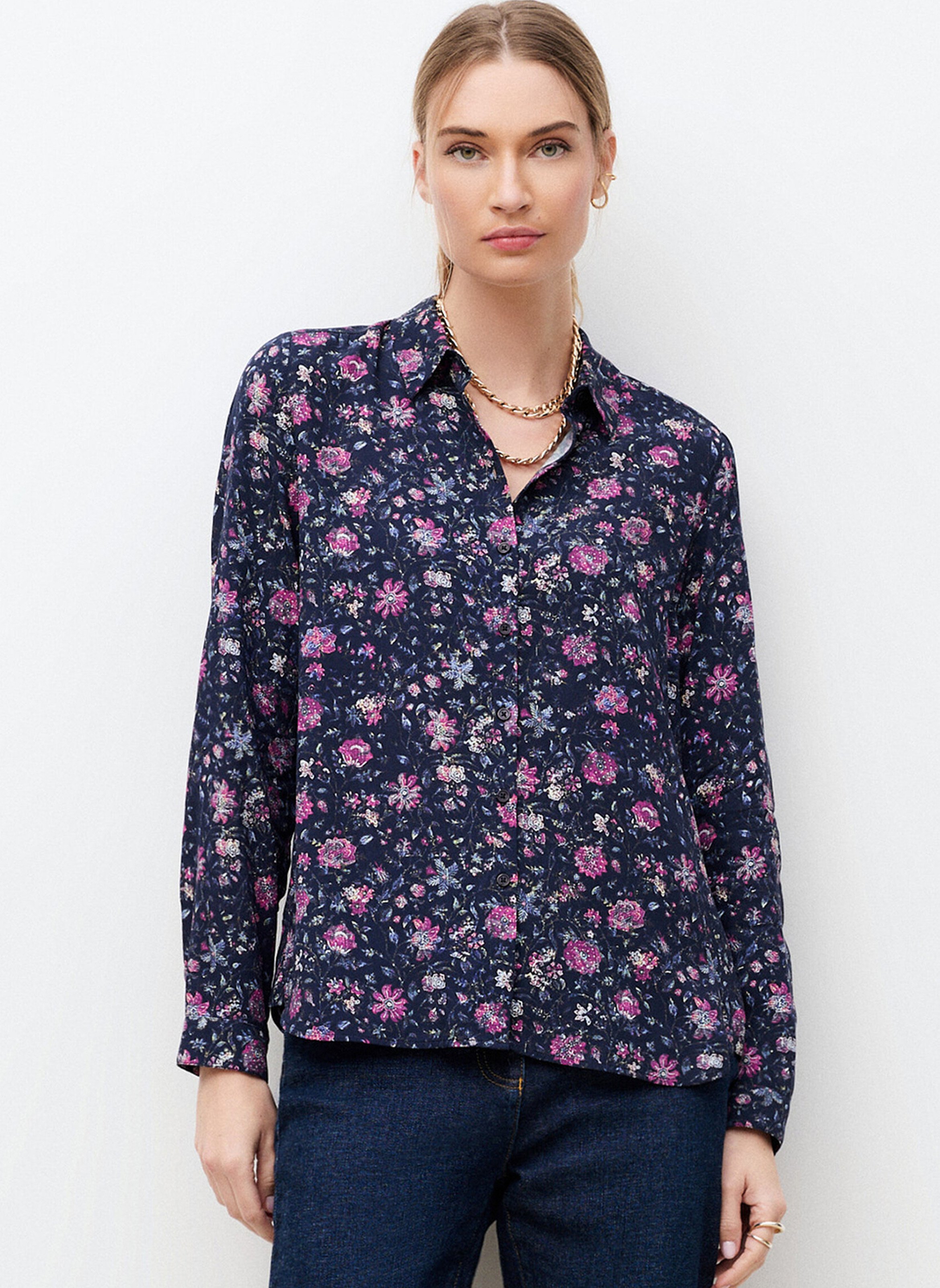 Straight-fit blouse met klassieke kraag en print CAROLL Blauw