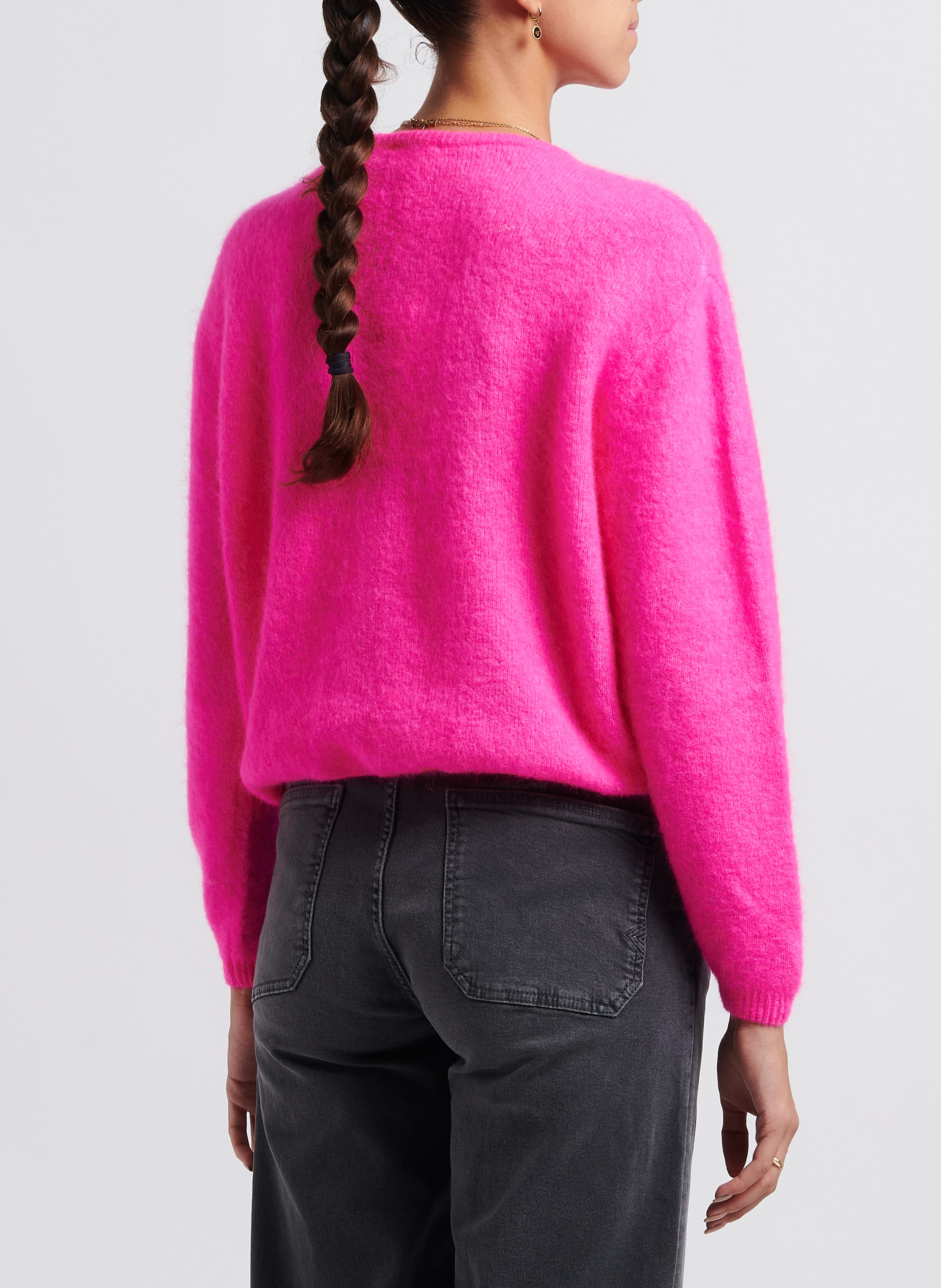 Gilet ample col rond en laine mélangée AMERICAN VINTAGE Rose