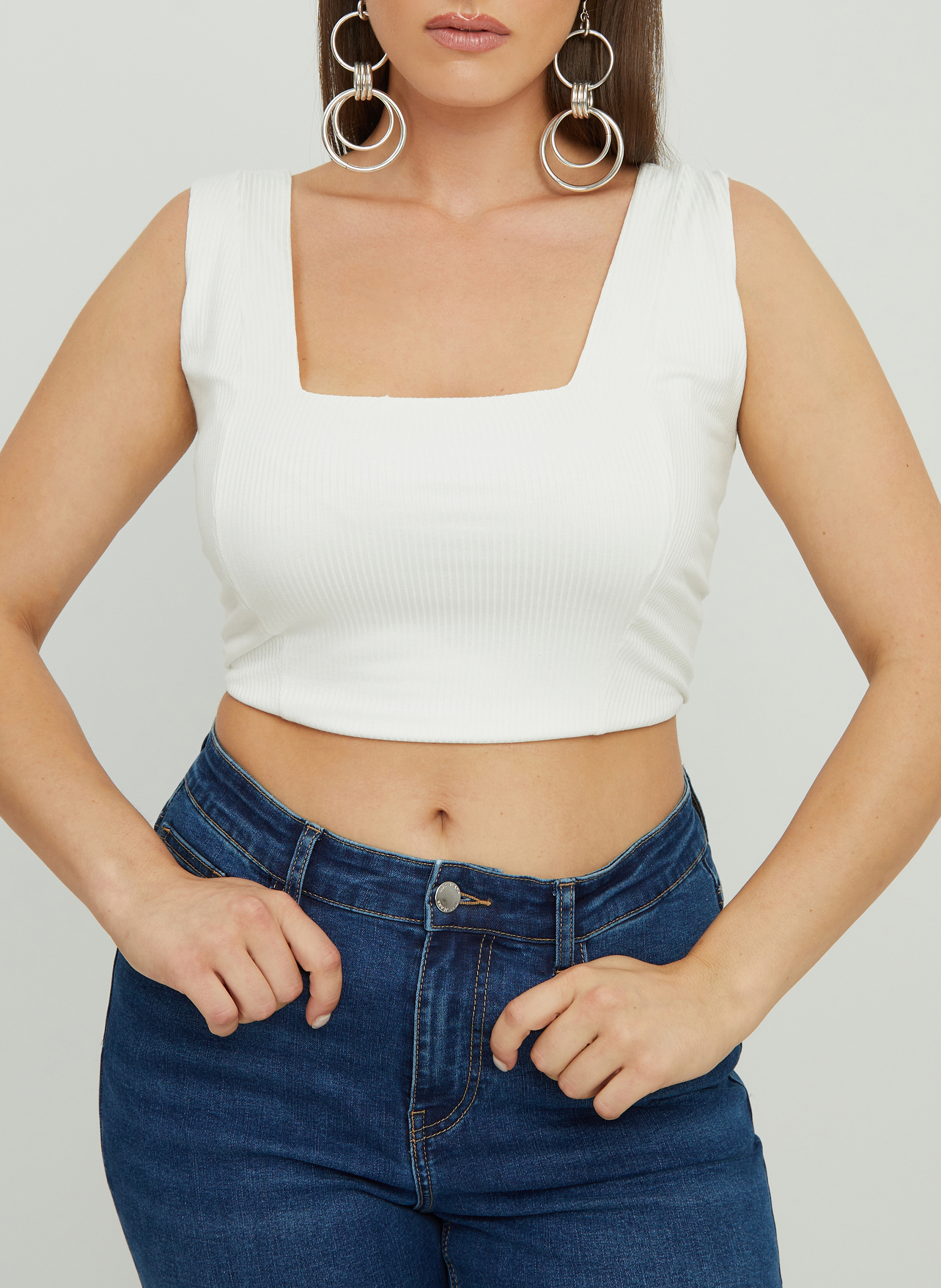 Top court côtelé en viscose stretch MAT FASHION