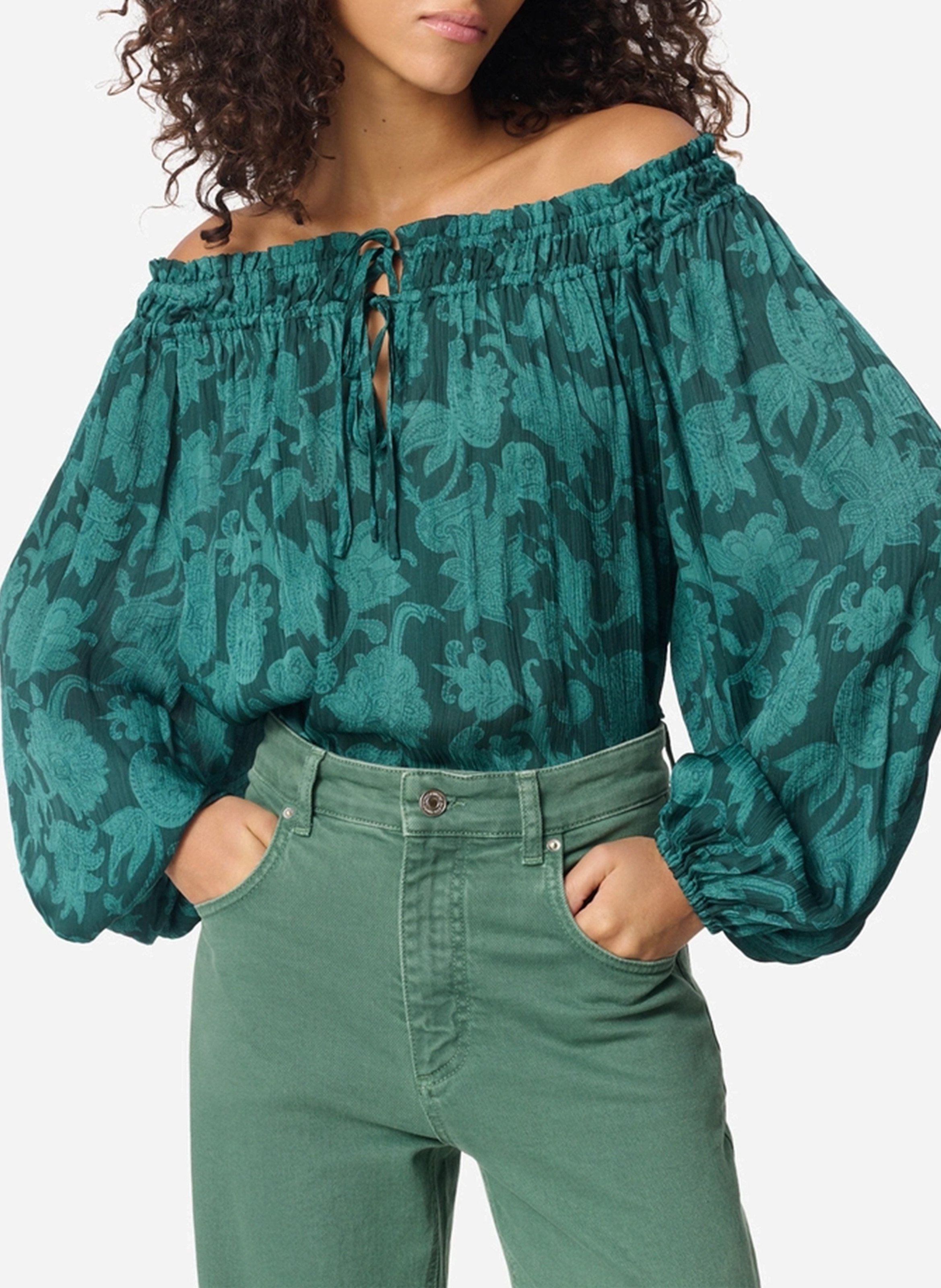 <p>Gerüschtes Top mit floralem Print</p> VANESSA BRUNO Grun