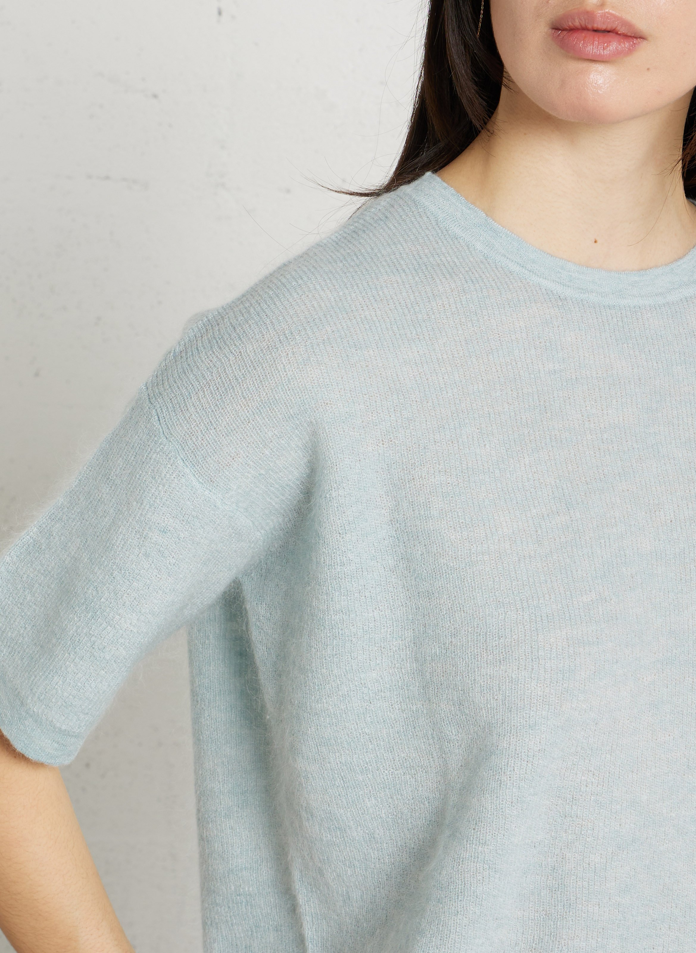 Boat-neck mohair-blend sweater MAISON 123 Blue