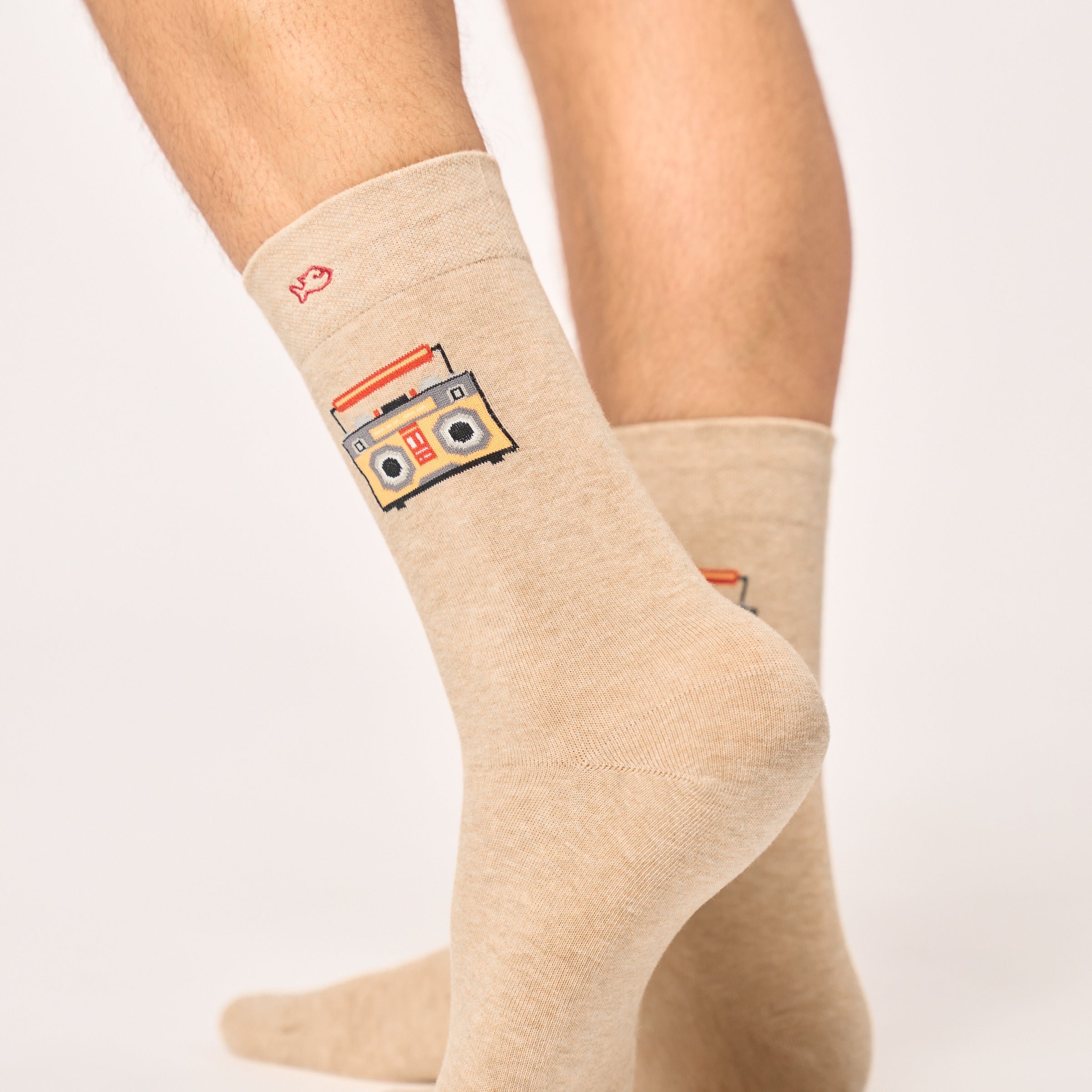 Combed Cotton Socks with Patterns BILLYBELT Beige