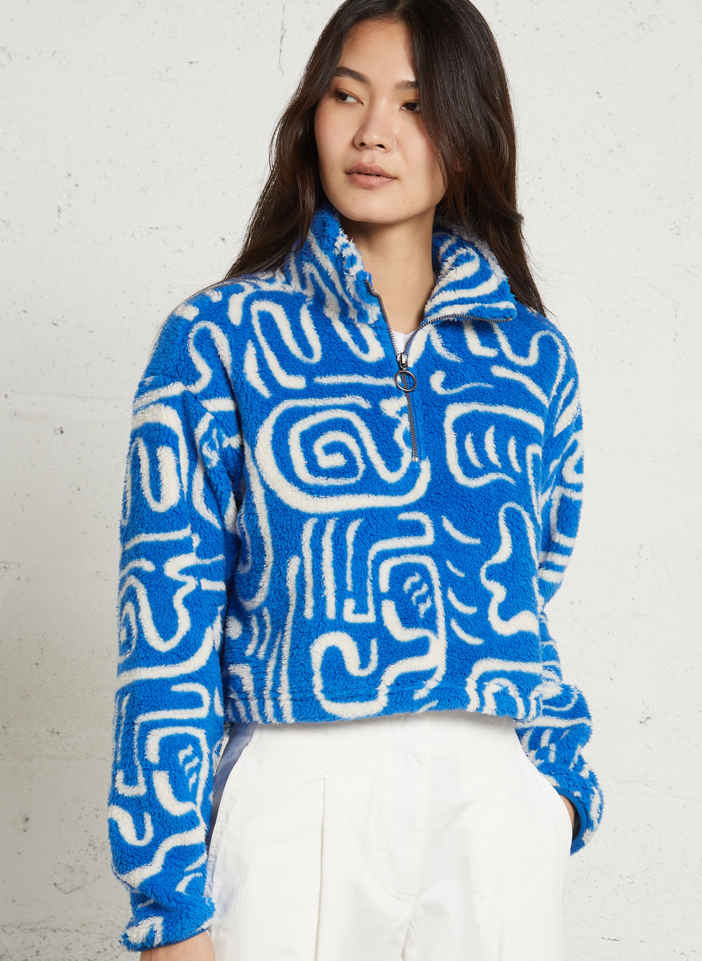 Bedruckter Fleece-Pullover aus weichem Sherpa-Gewebe BILLABONG Blau