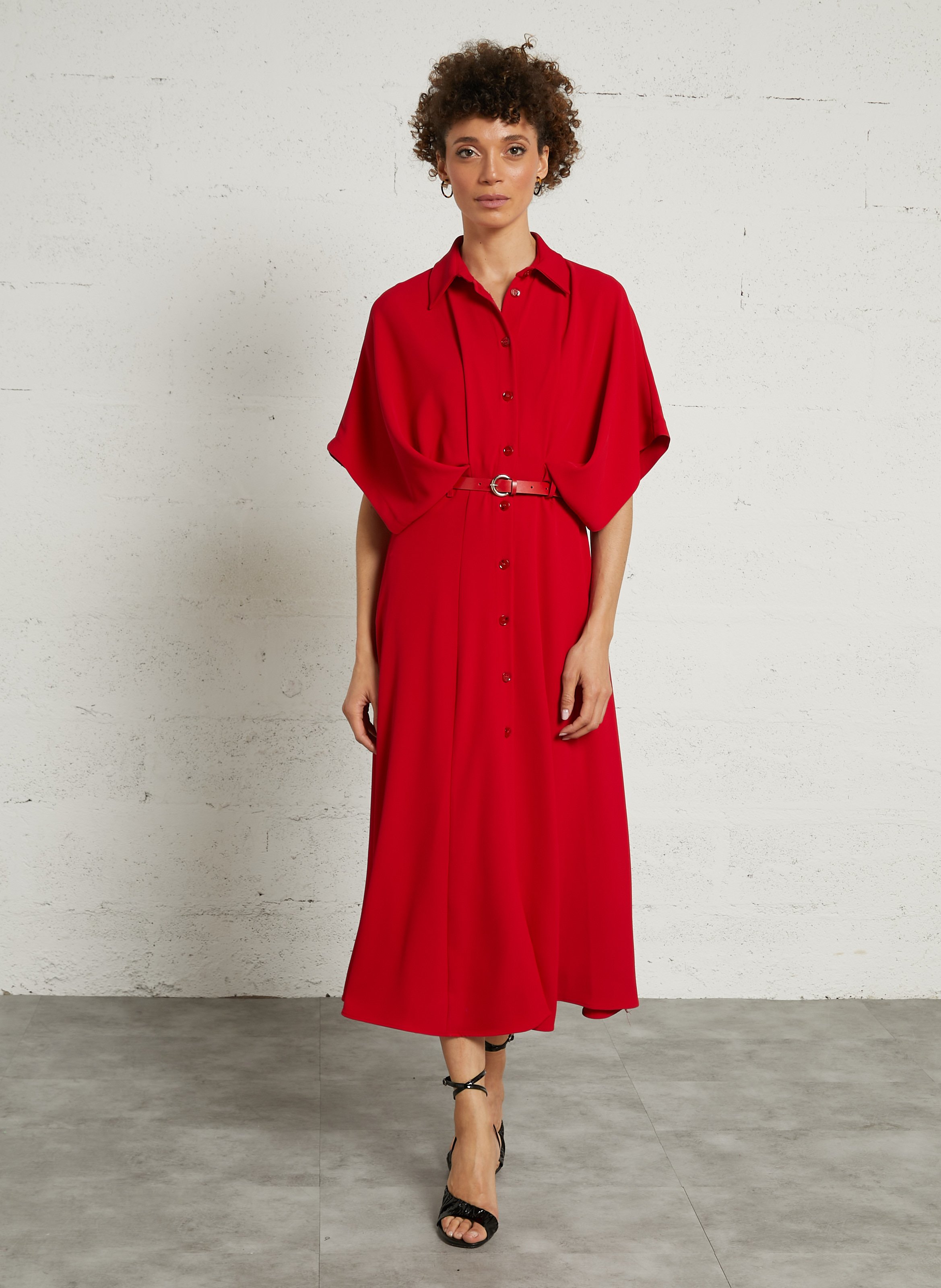 Long dress with classic collar IMPERIAL Red