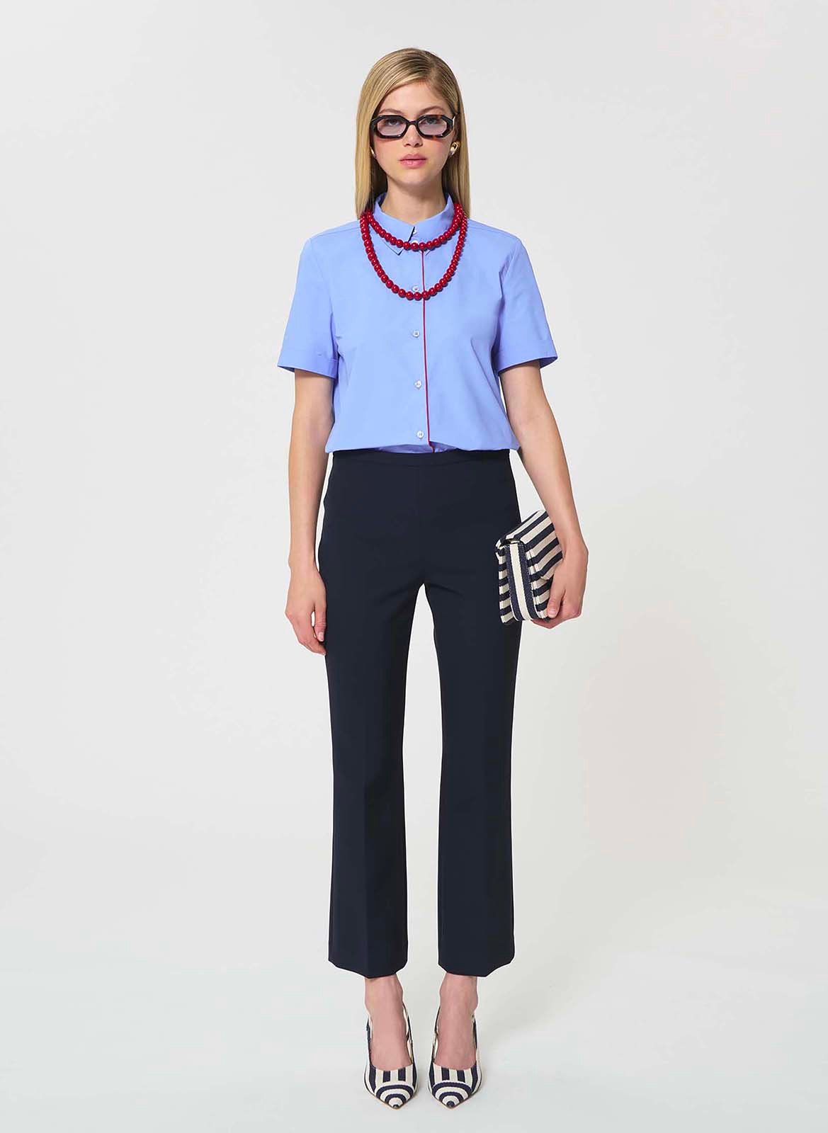 Fitted cotton shirt with classic collar TARA JARMON Blue
