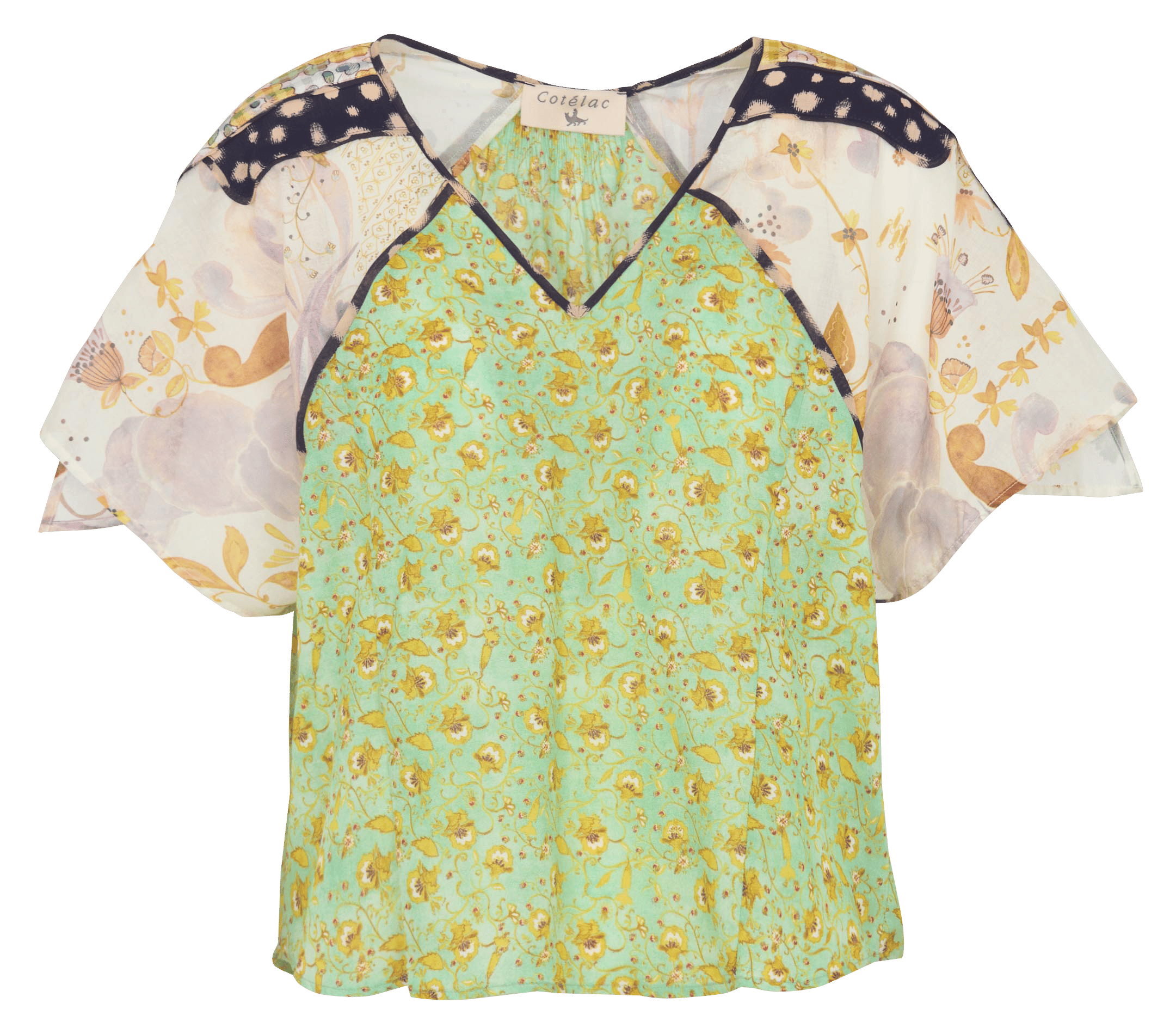 Top col v imprimé COTELAC Vert