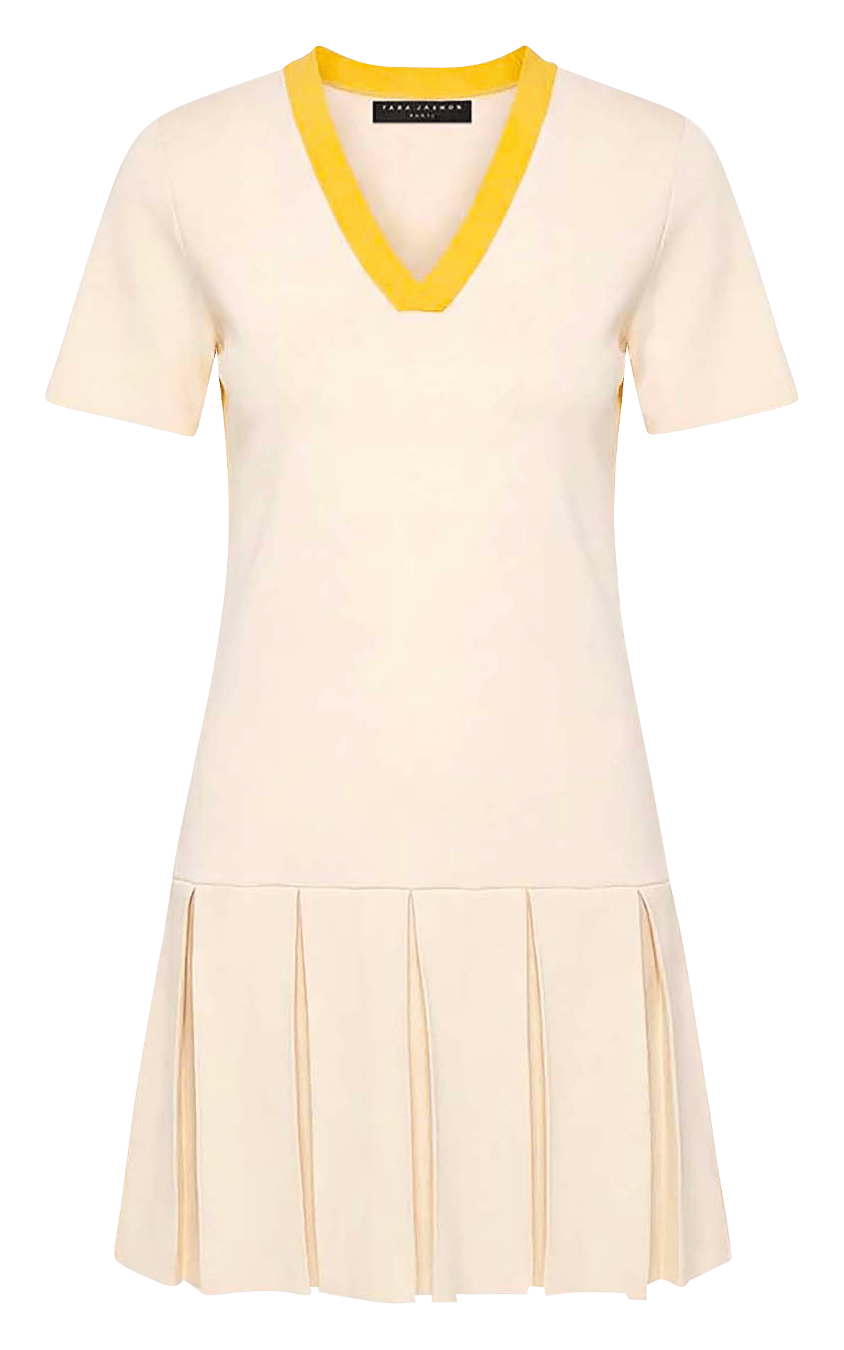 Robe courte plissée manches courtes  TARA JARMON Beige