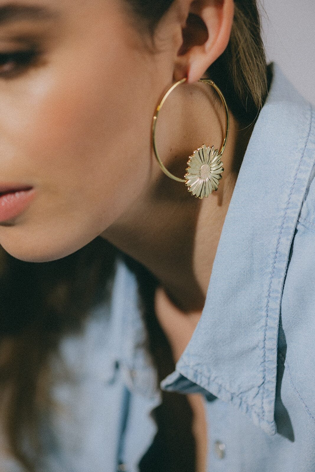 Silver-plated flower hoop earrings MONSIEUR SIMONE Silver