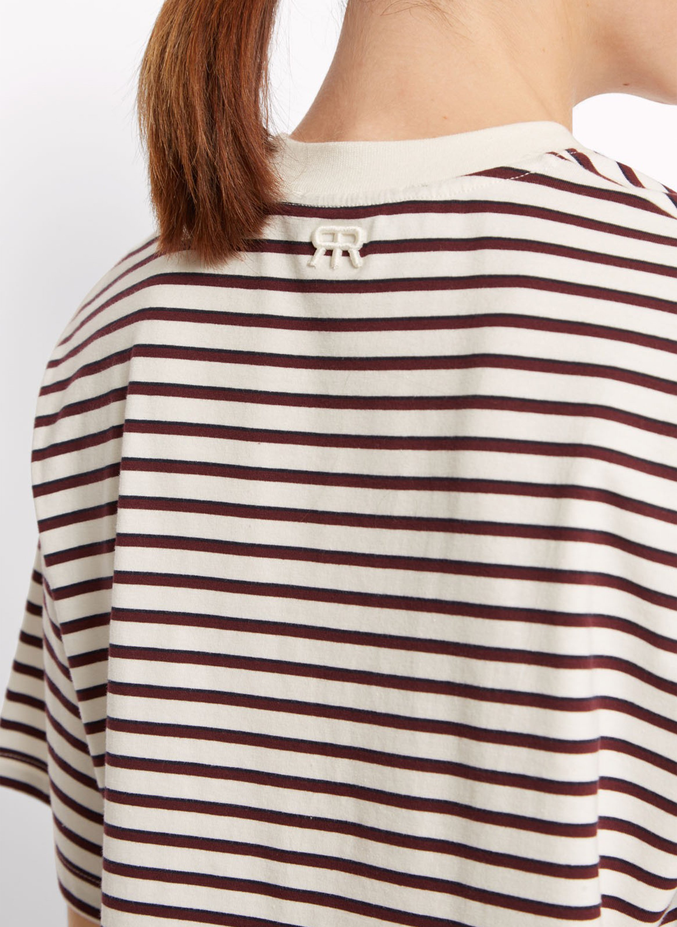 Tee-shirt oversize col rond rayé ROSEANNA Beige