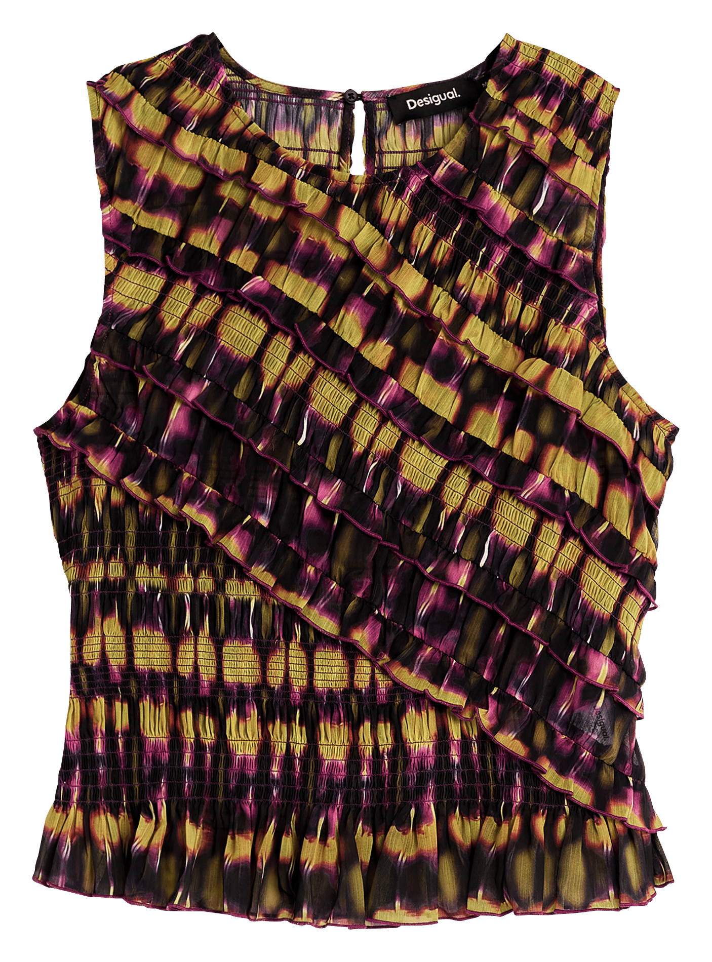 Top sans manches imprimé à volants DESIGUAL Vert