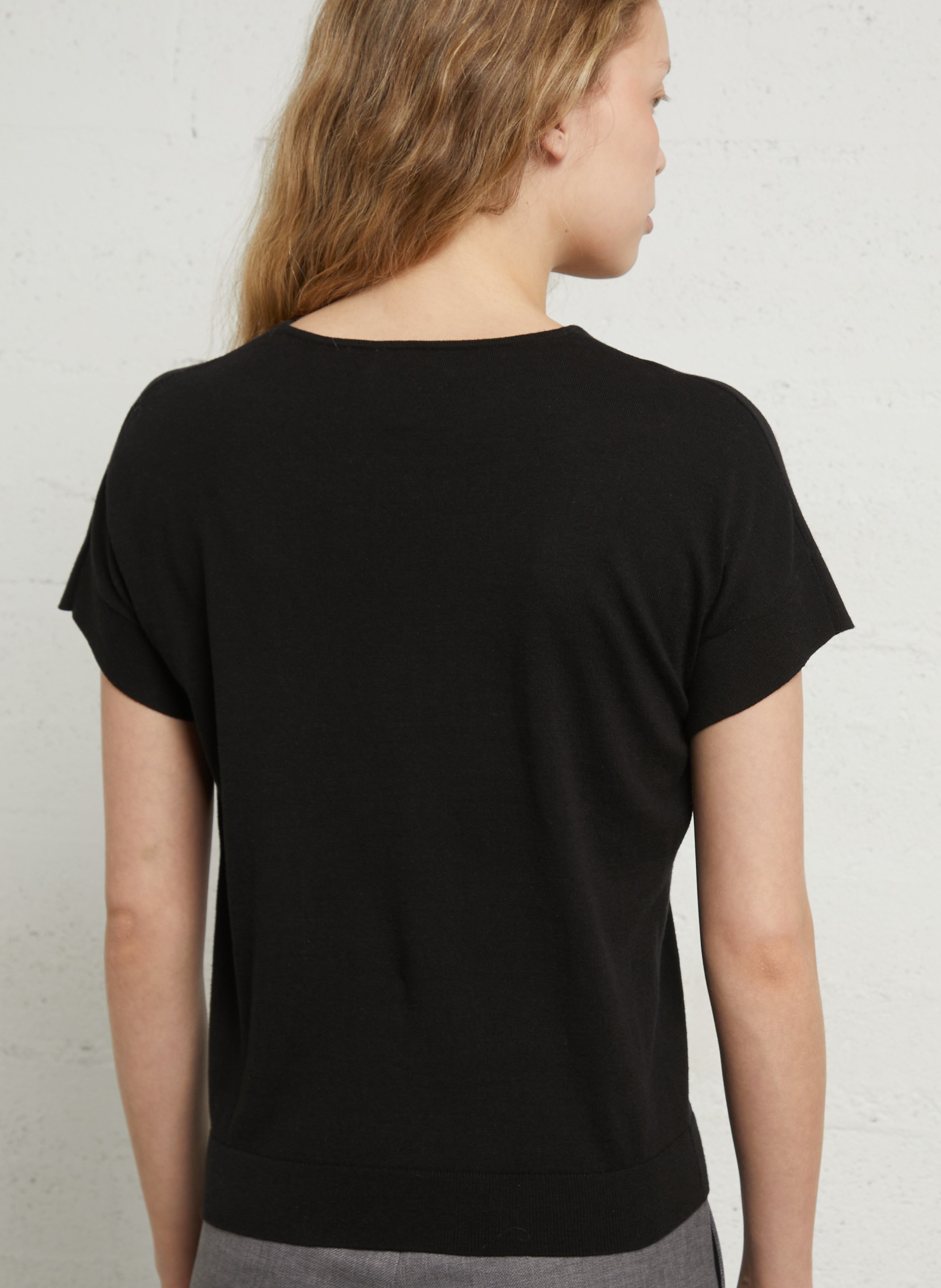 Oversized cotton V-neck top MAISON 123 Black