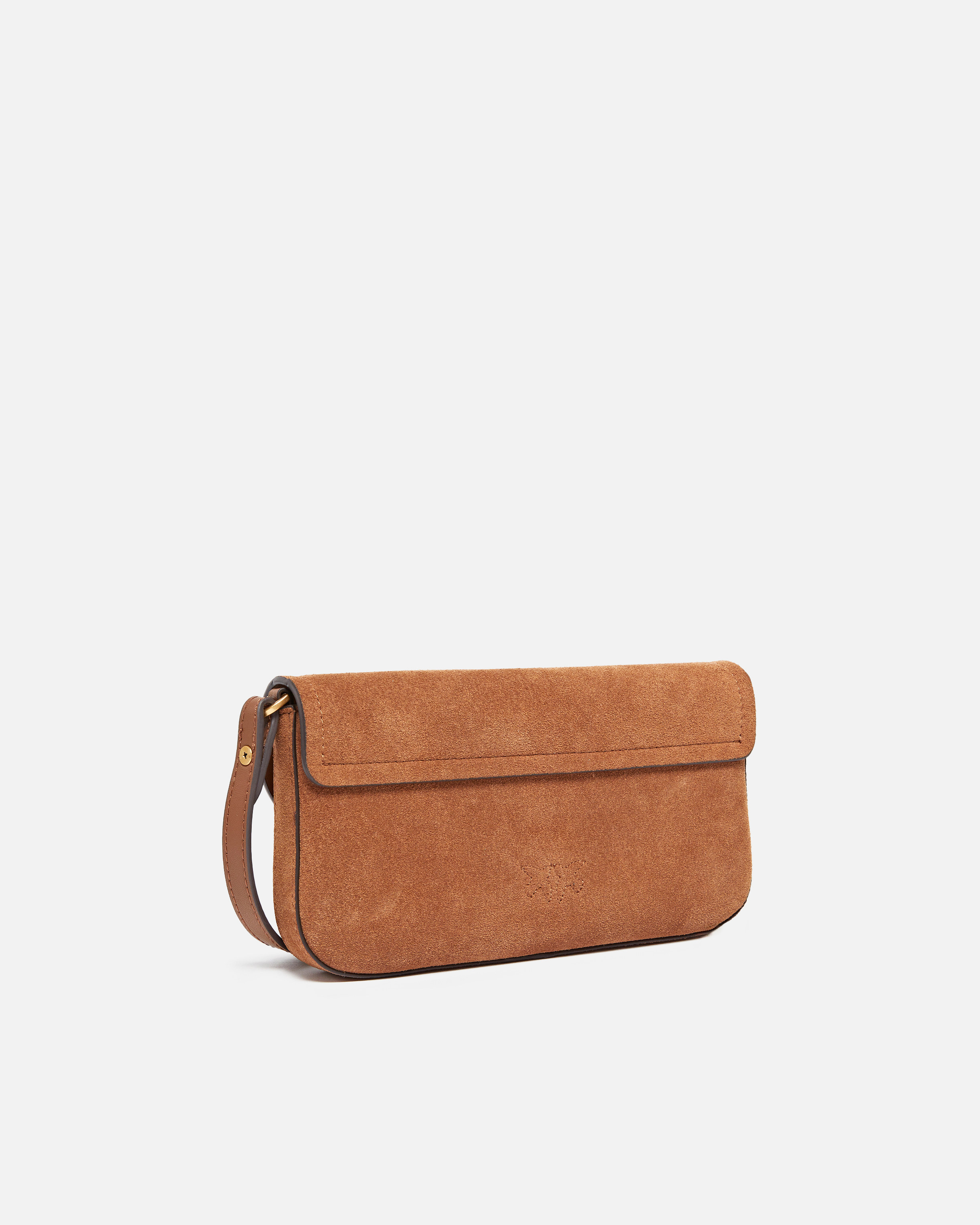 Medium saddle flat shoulder bag in suede PINKO Brown