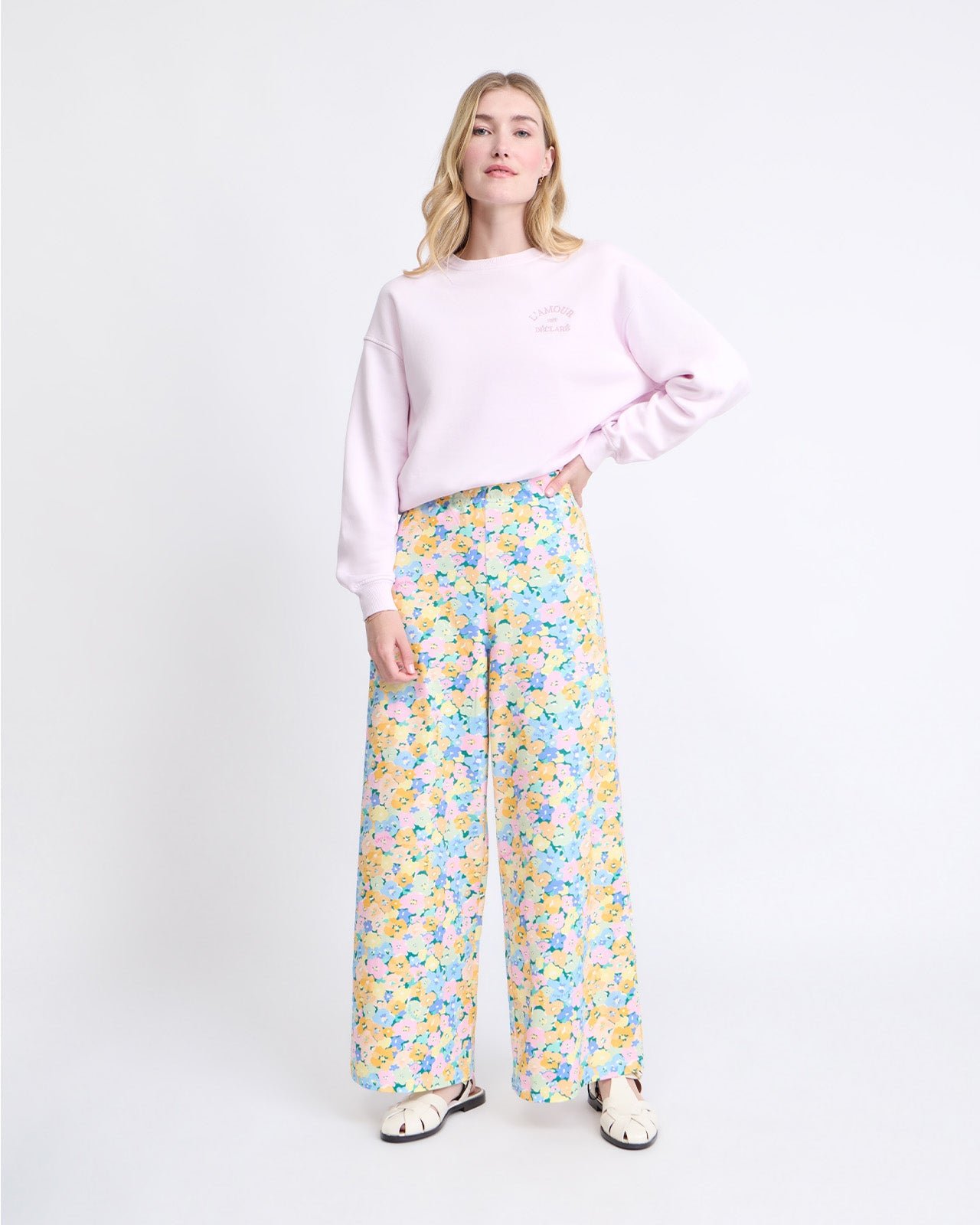 Pantalon en coton bio imprimé fleuri EMOI EMOI Multicolore