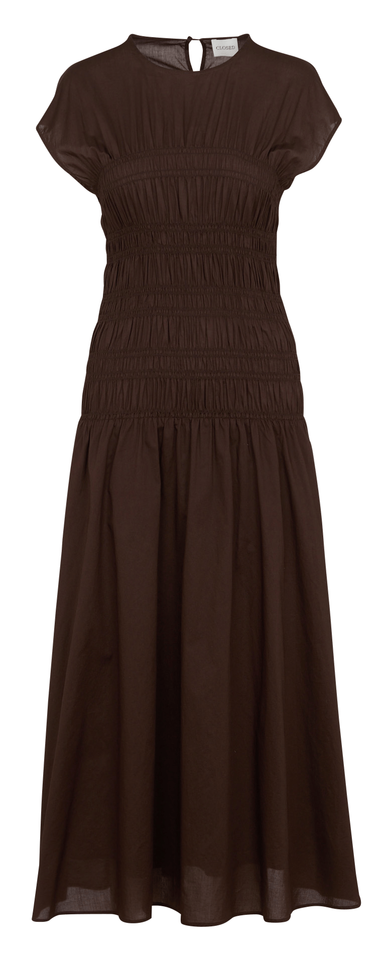 Robe longue col rond en coton CLOSED Marron