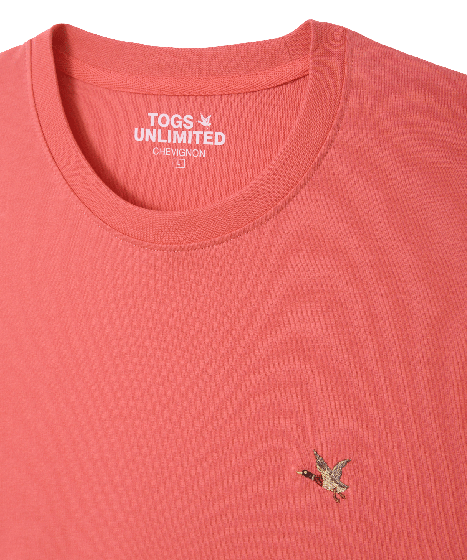 Tee-shirt droit col rond uni à logo brodé CHEVIGNON Rouge