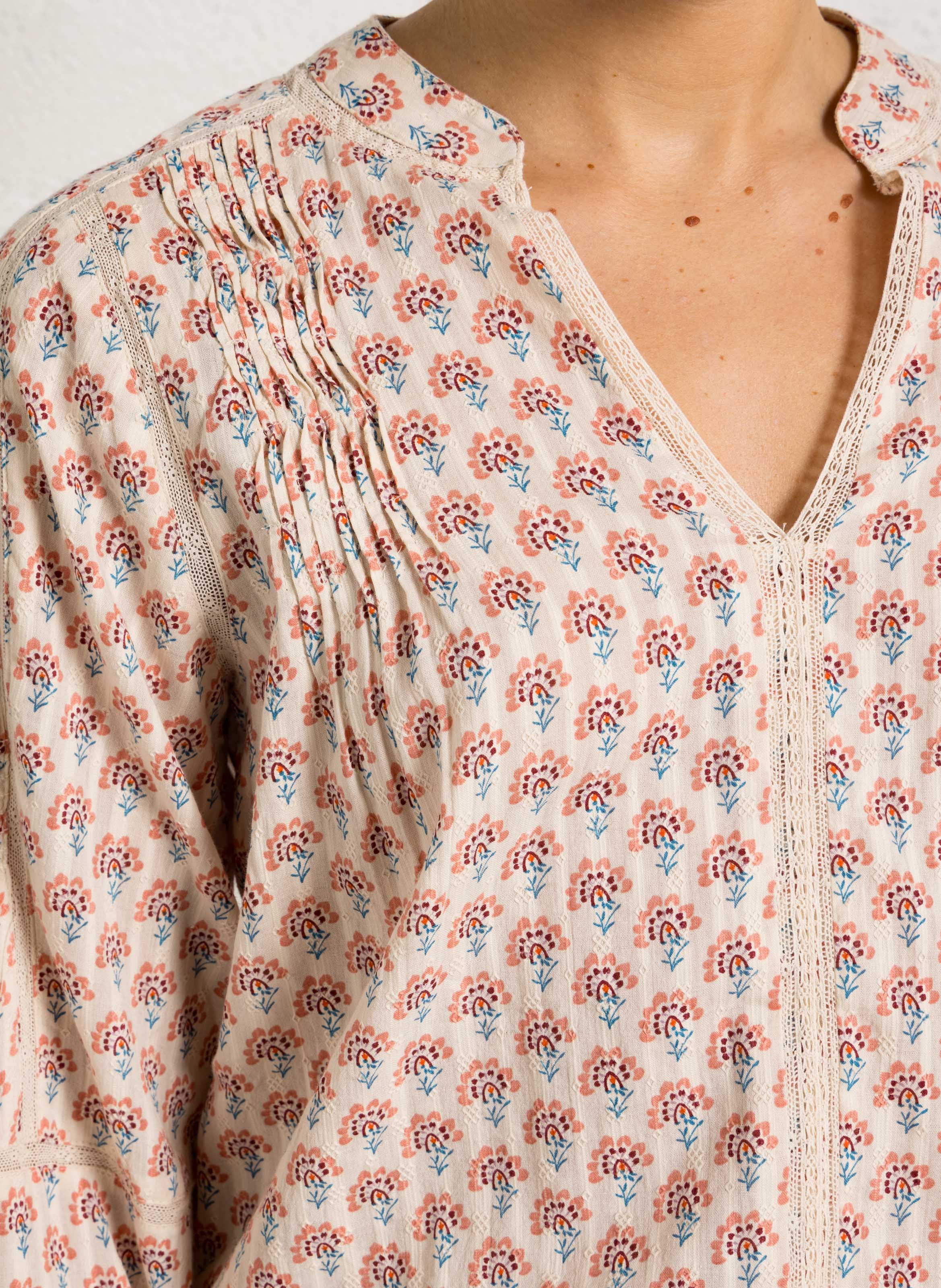 Cotton henley top MAISON 123 Beige