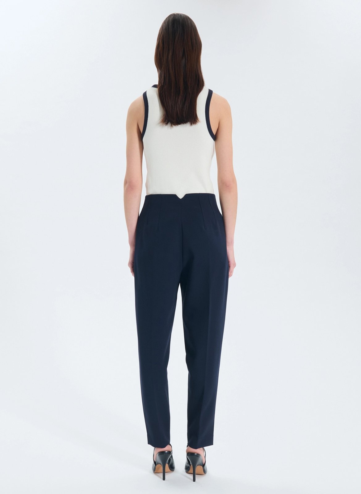 Bandplooibroek met hoge taille ZAPA Blauw