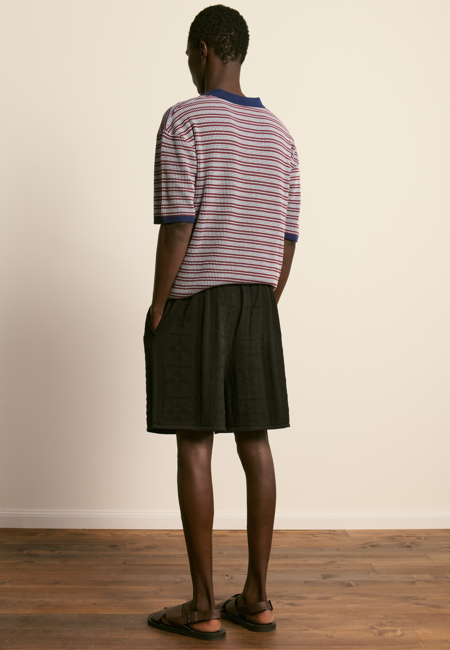 Short en coton ajouré MAISON MONTAGUT Noir