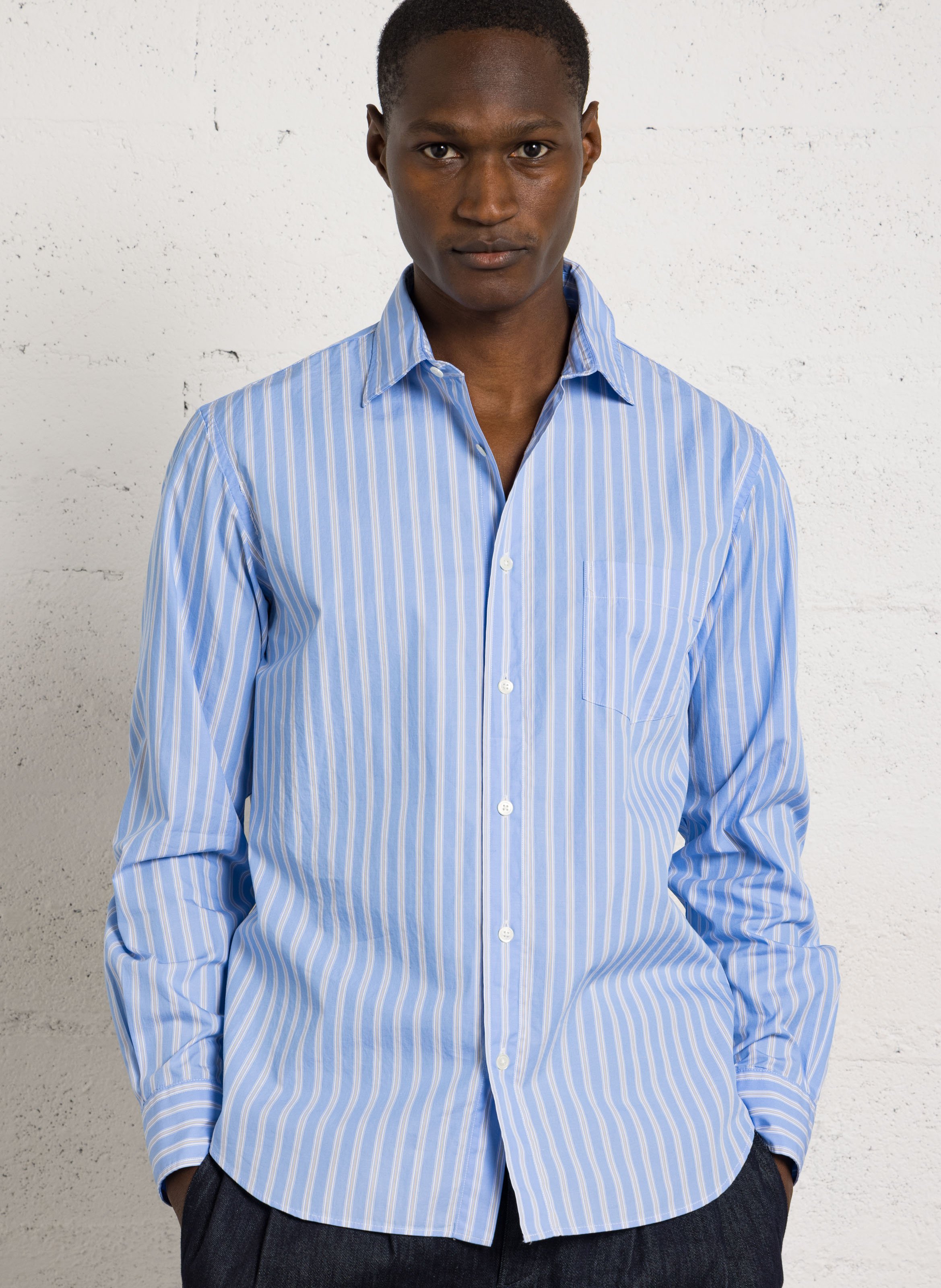 Gestreepte blouse met klassieke kraag HARTFORD Blauw