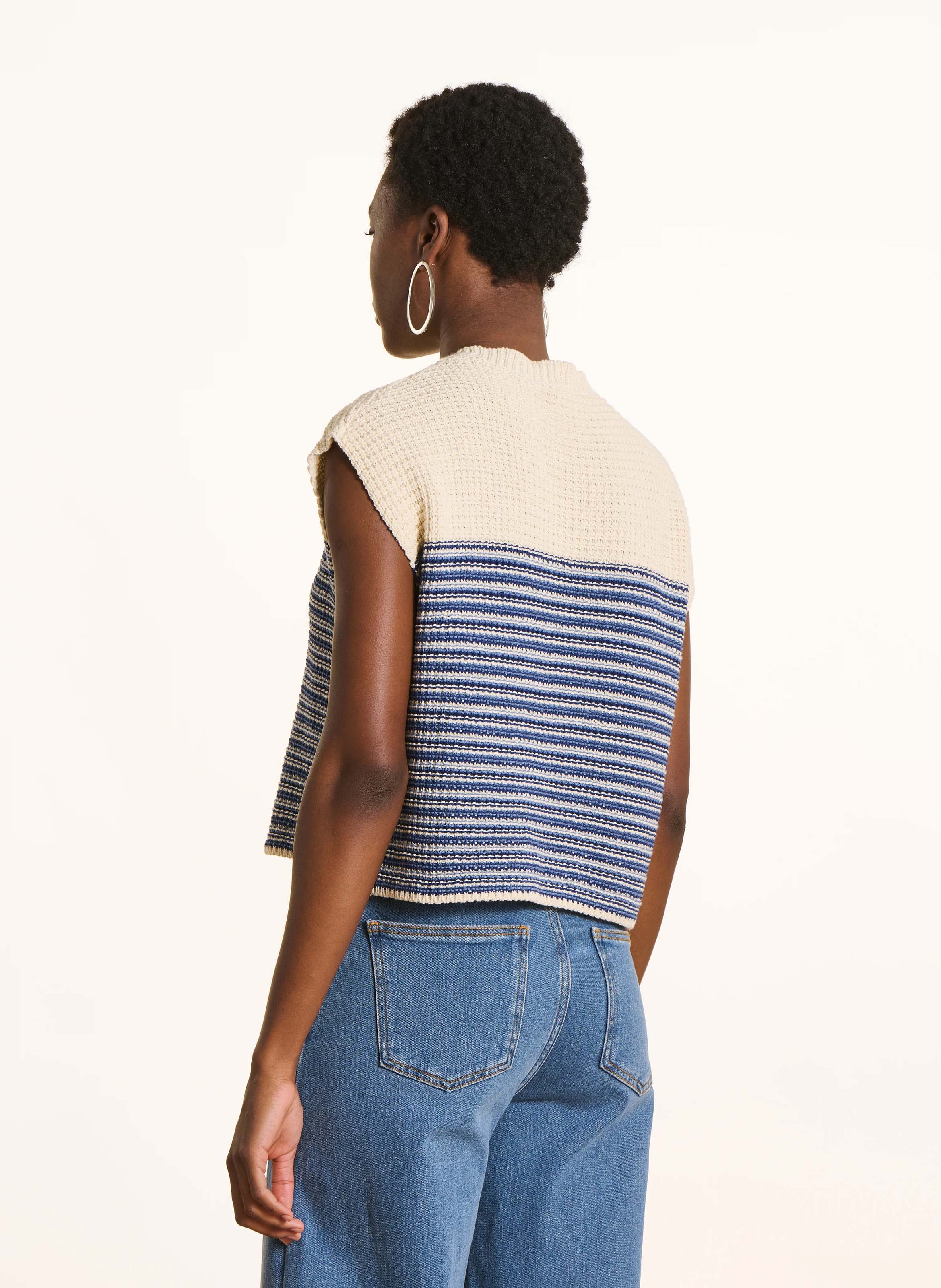 Oberteil mit Rundhalsausschnitt und Streifen LA FEE MARABOUTEE Blau