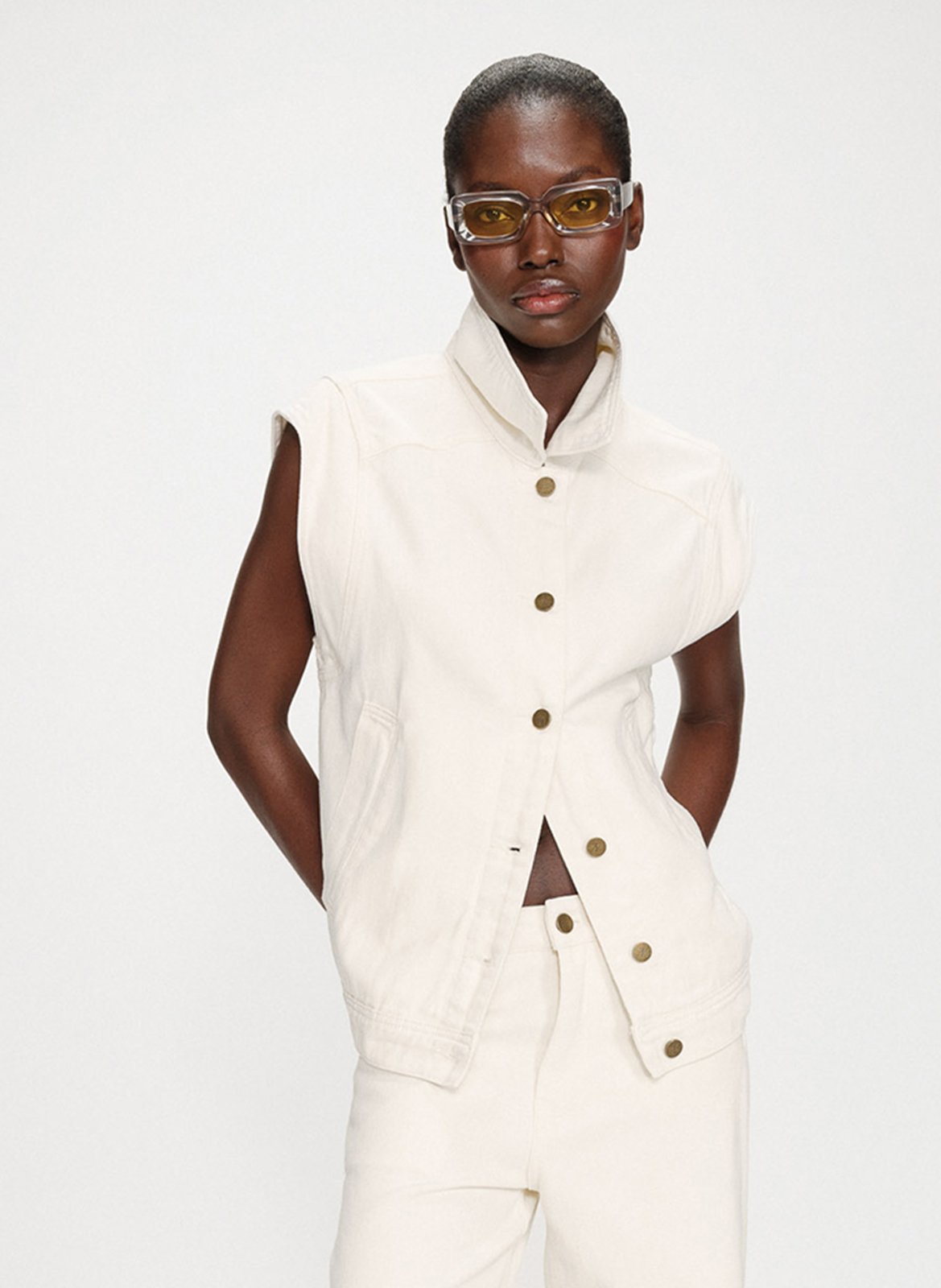 Veste oversize sans manches en denim GRACE ET MILA