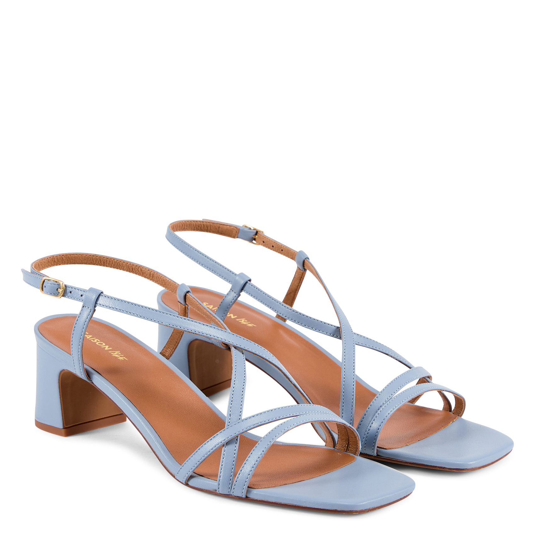 Sandales à talons en cuir SAISON 1865 Bleu