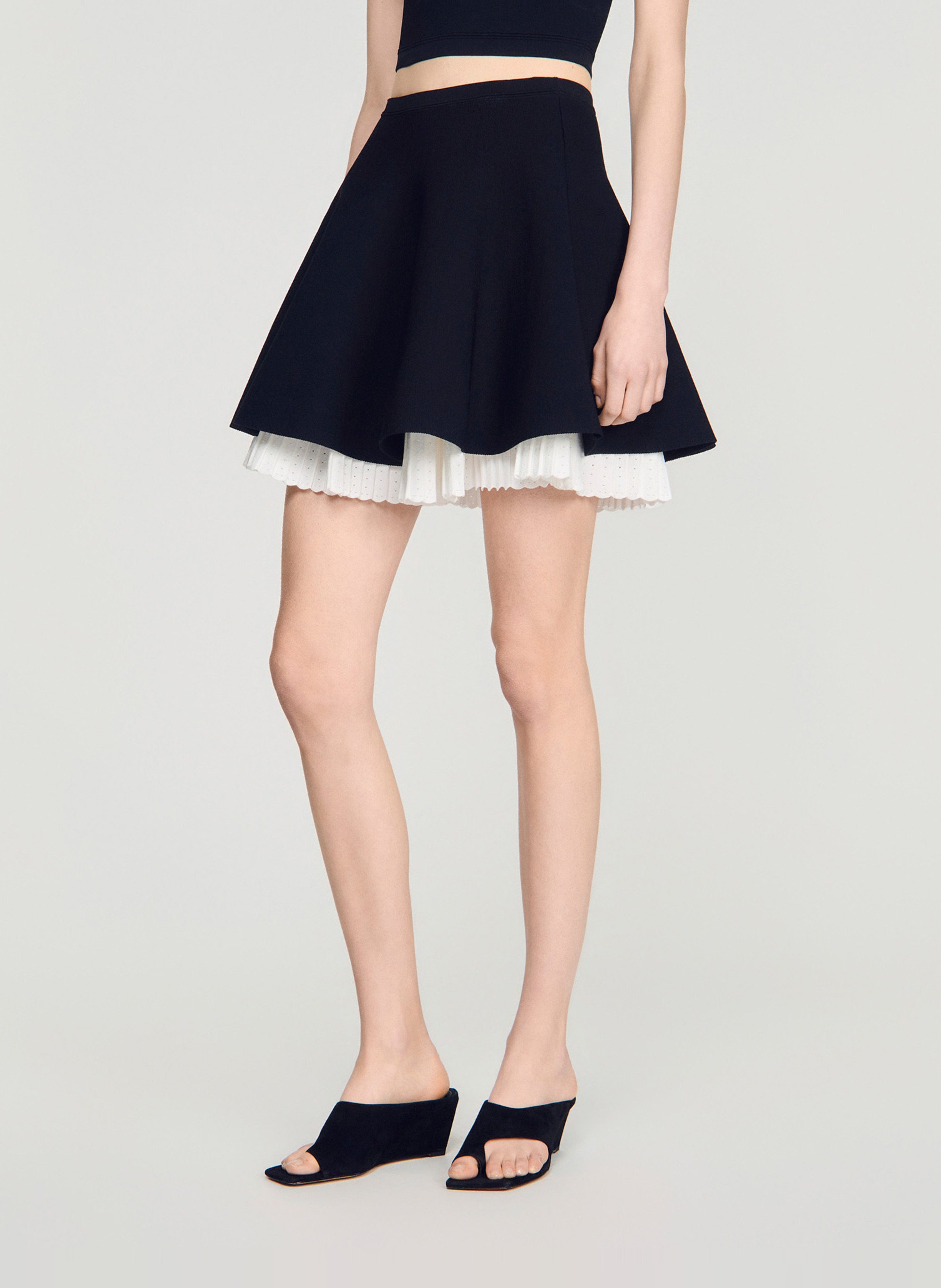 Solid flared mini skirt SANDRO Black