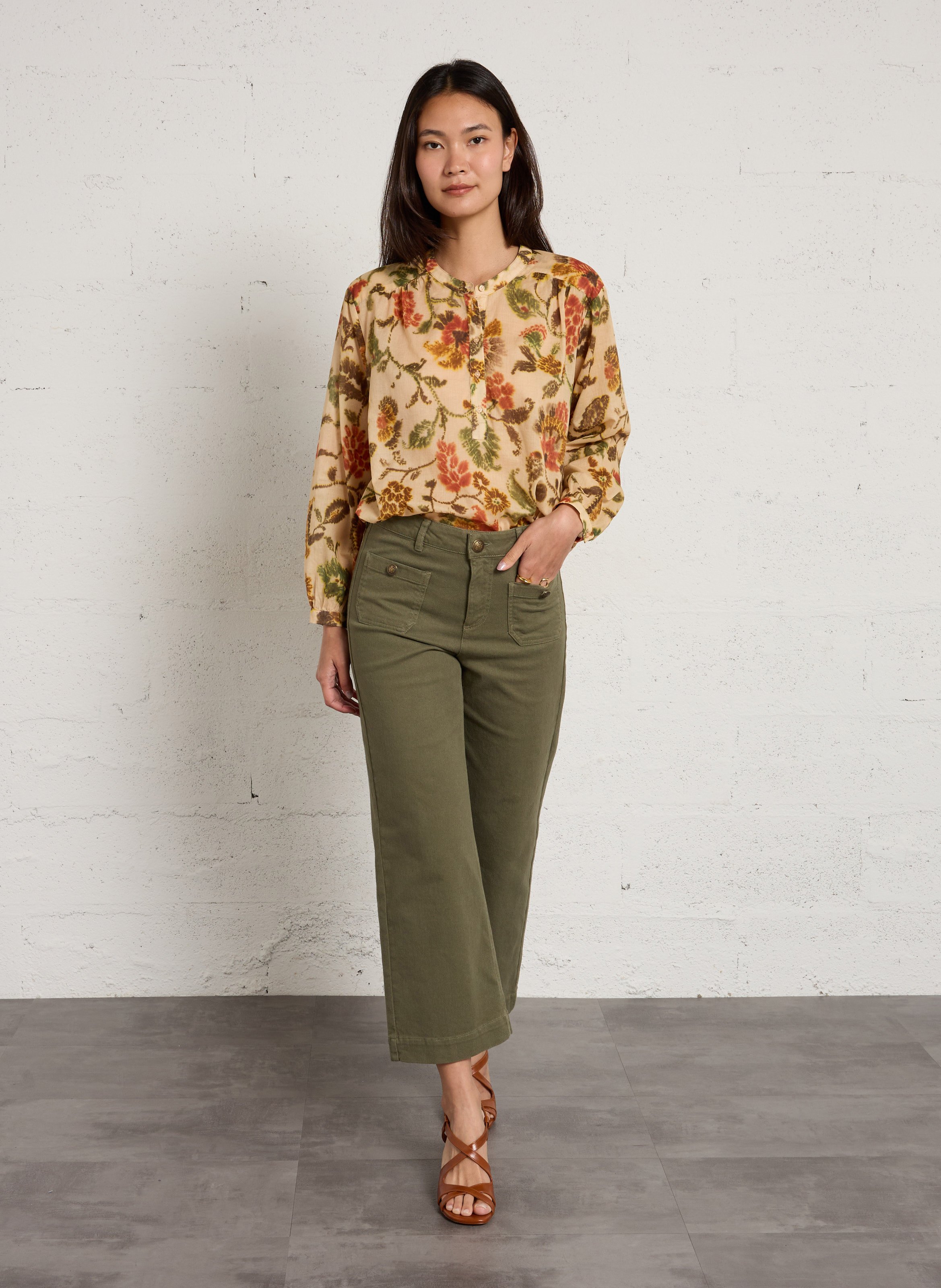 Bedrucktes Baumwollhemd SUD EXPRESS Khaki