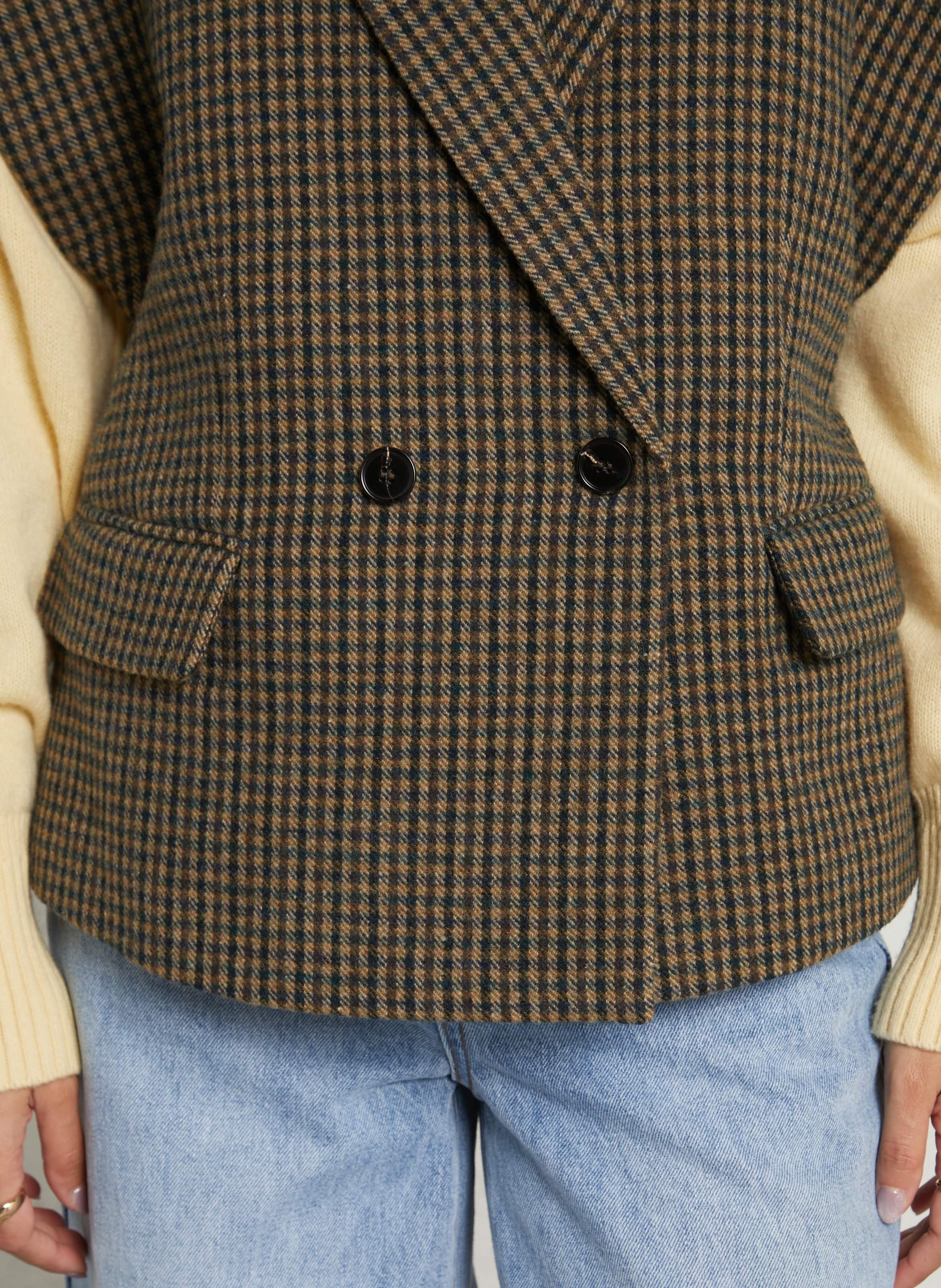 Straight jacket in recycled blended wool SUNCOO Khaki