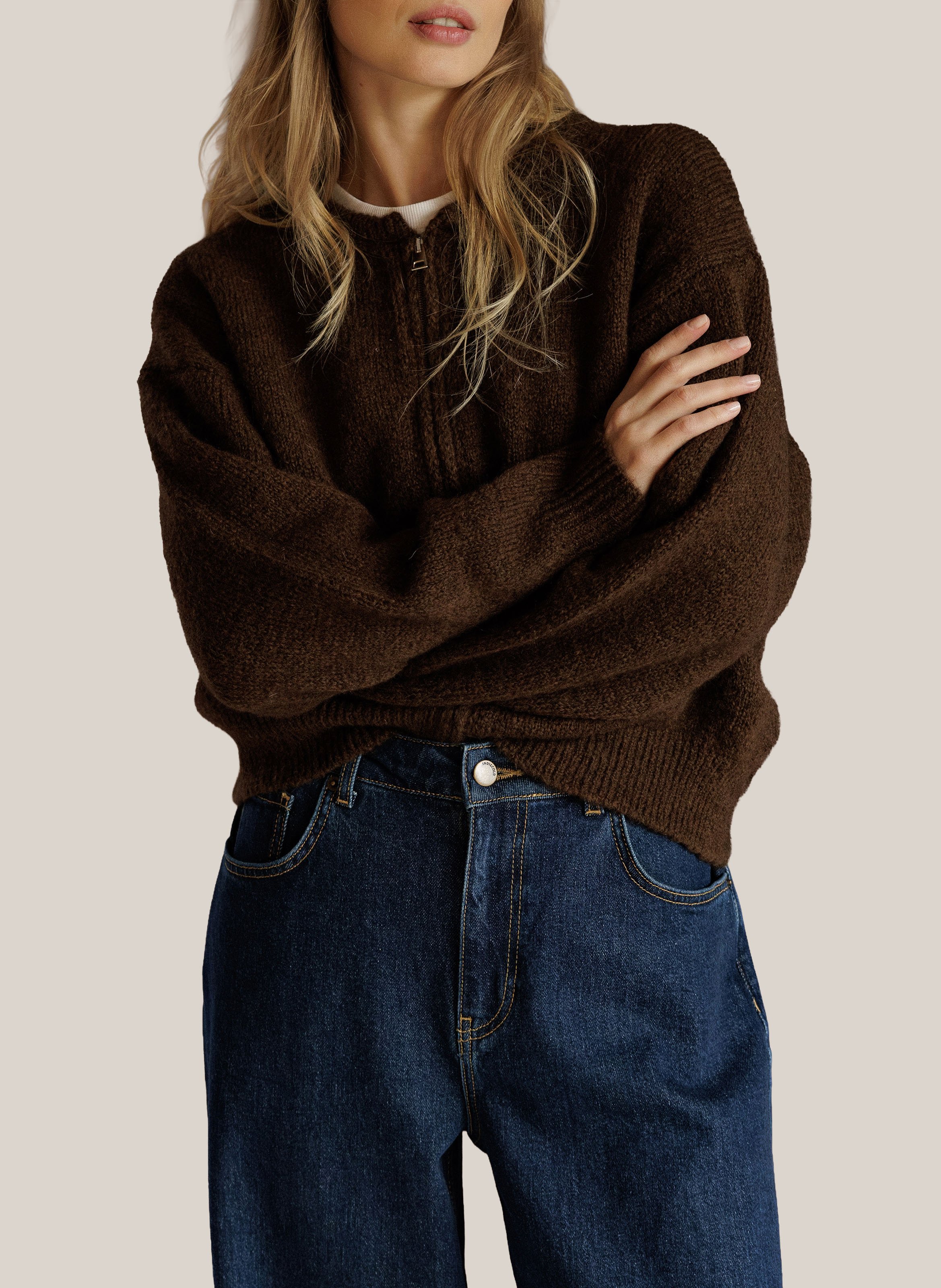 Vest met oversized pasvorm INDI & COLD Bruin