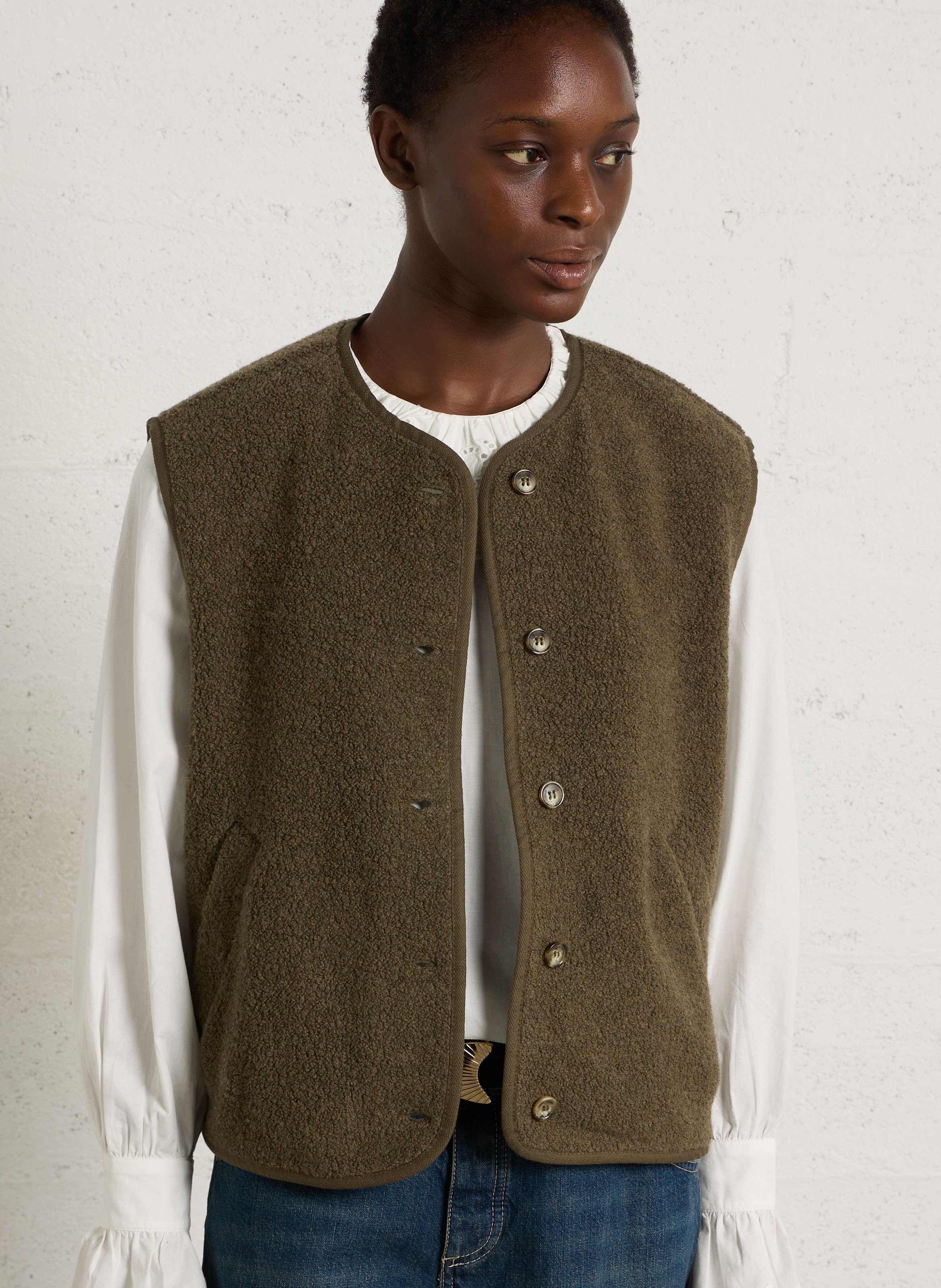 Oversized jasje van wolmix  DES PETITS HAUTS Groen