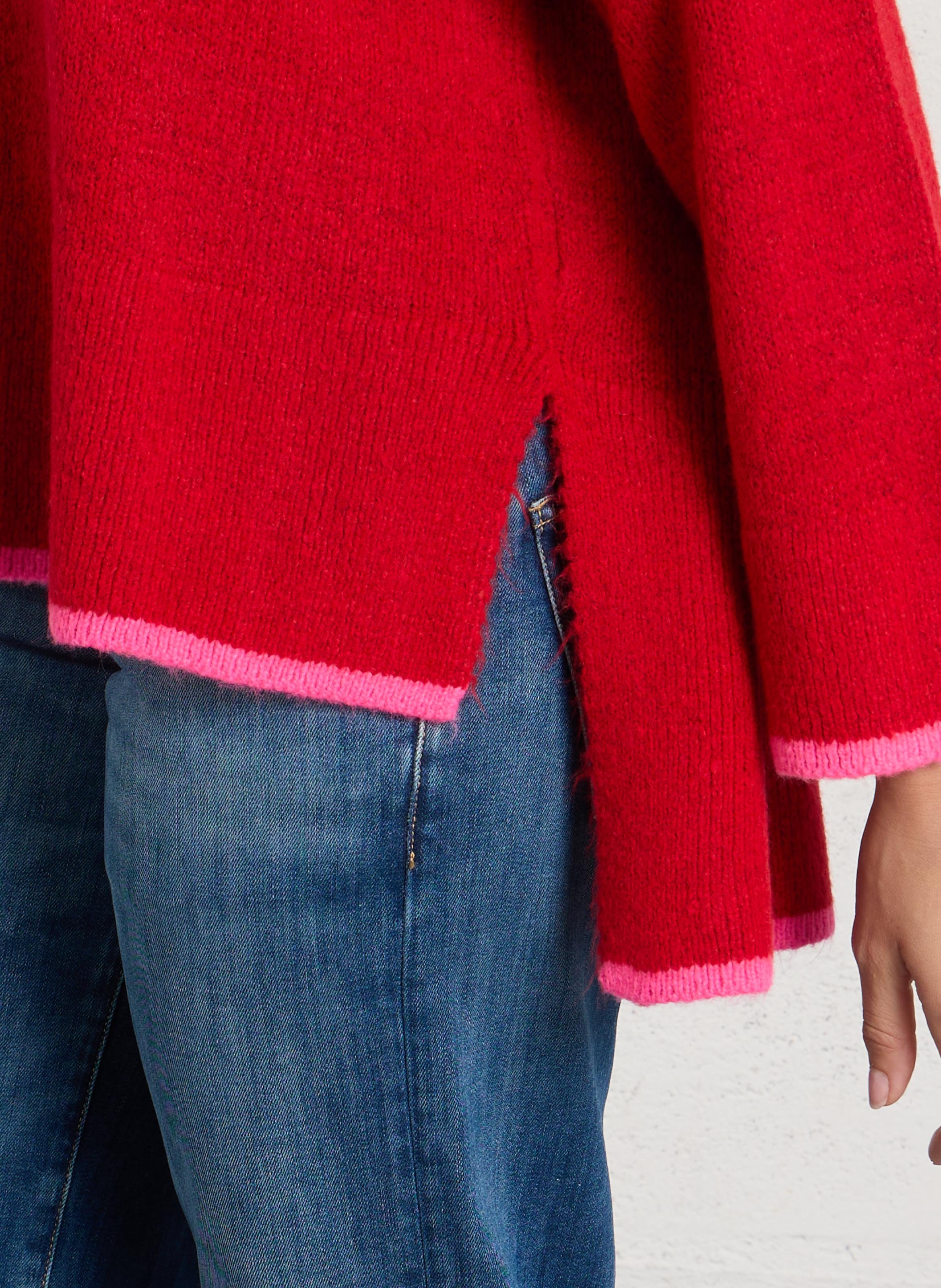 Oversize-Pullover mit V-Ausschnitt DR BLOOM Rot