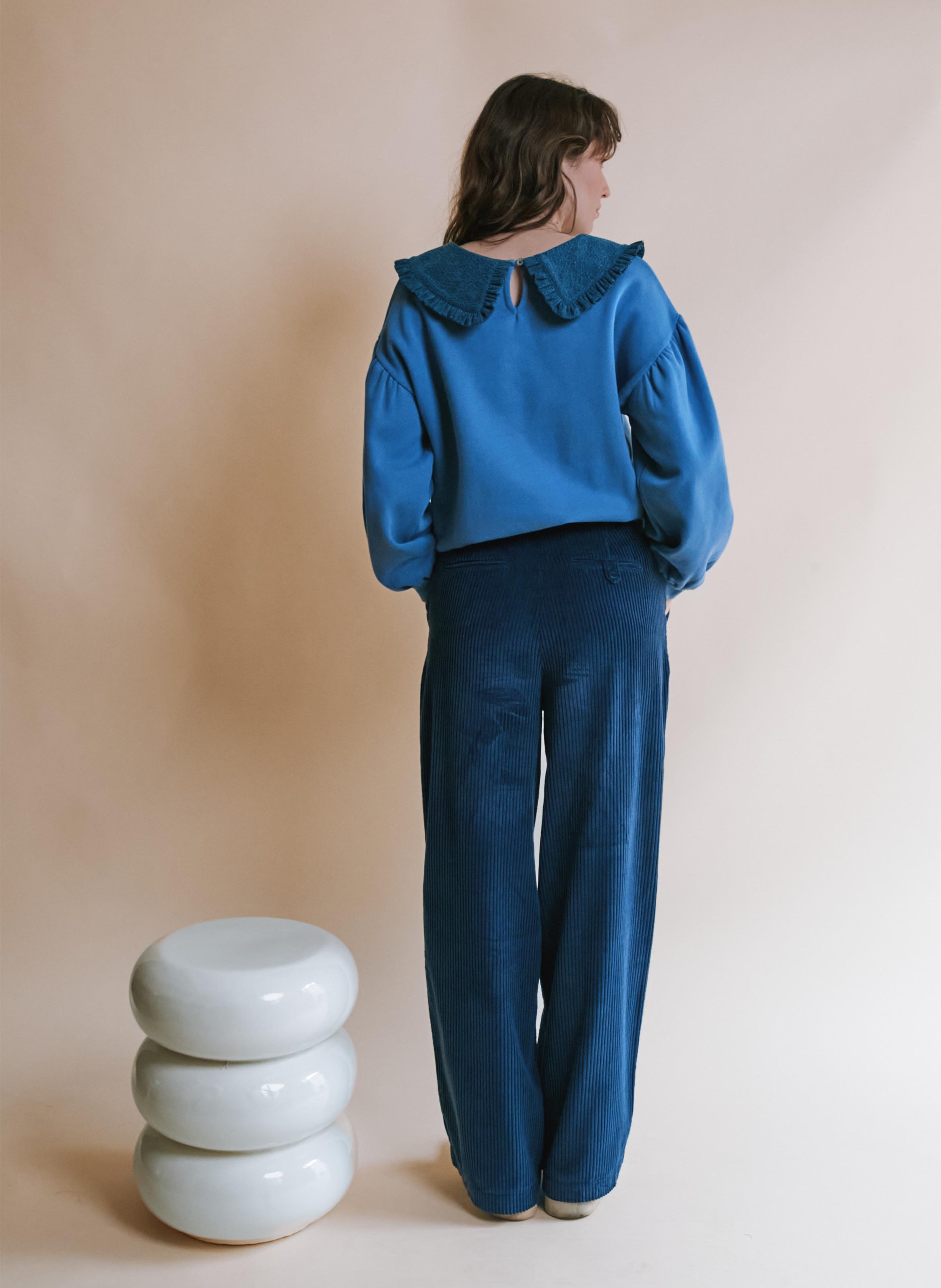 Organic cotton Peter Pan collar sweatshirt EMILE ET IDA Blue