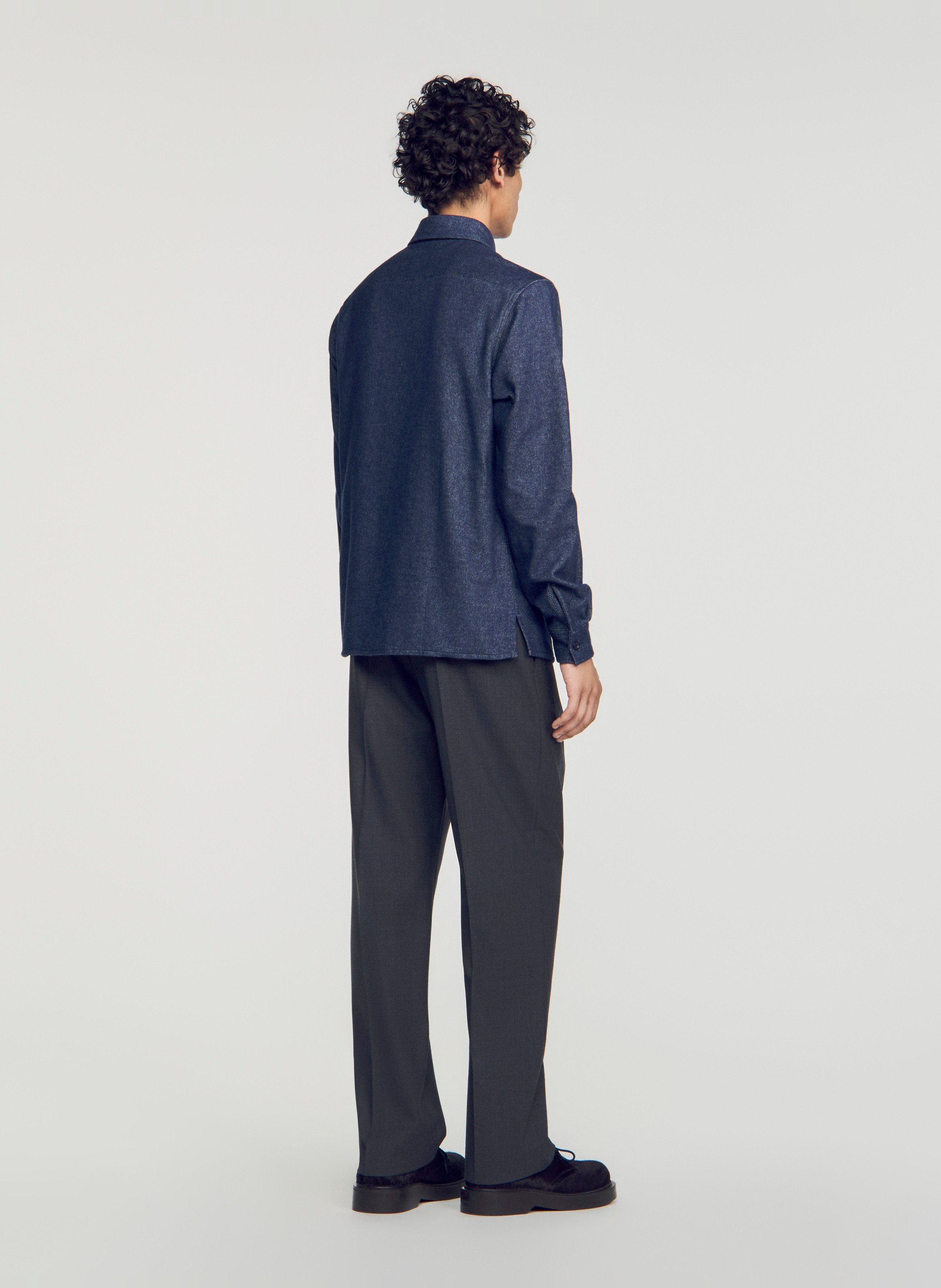 Chemise droite boutonnée unie SANDRO Bleu