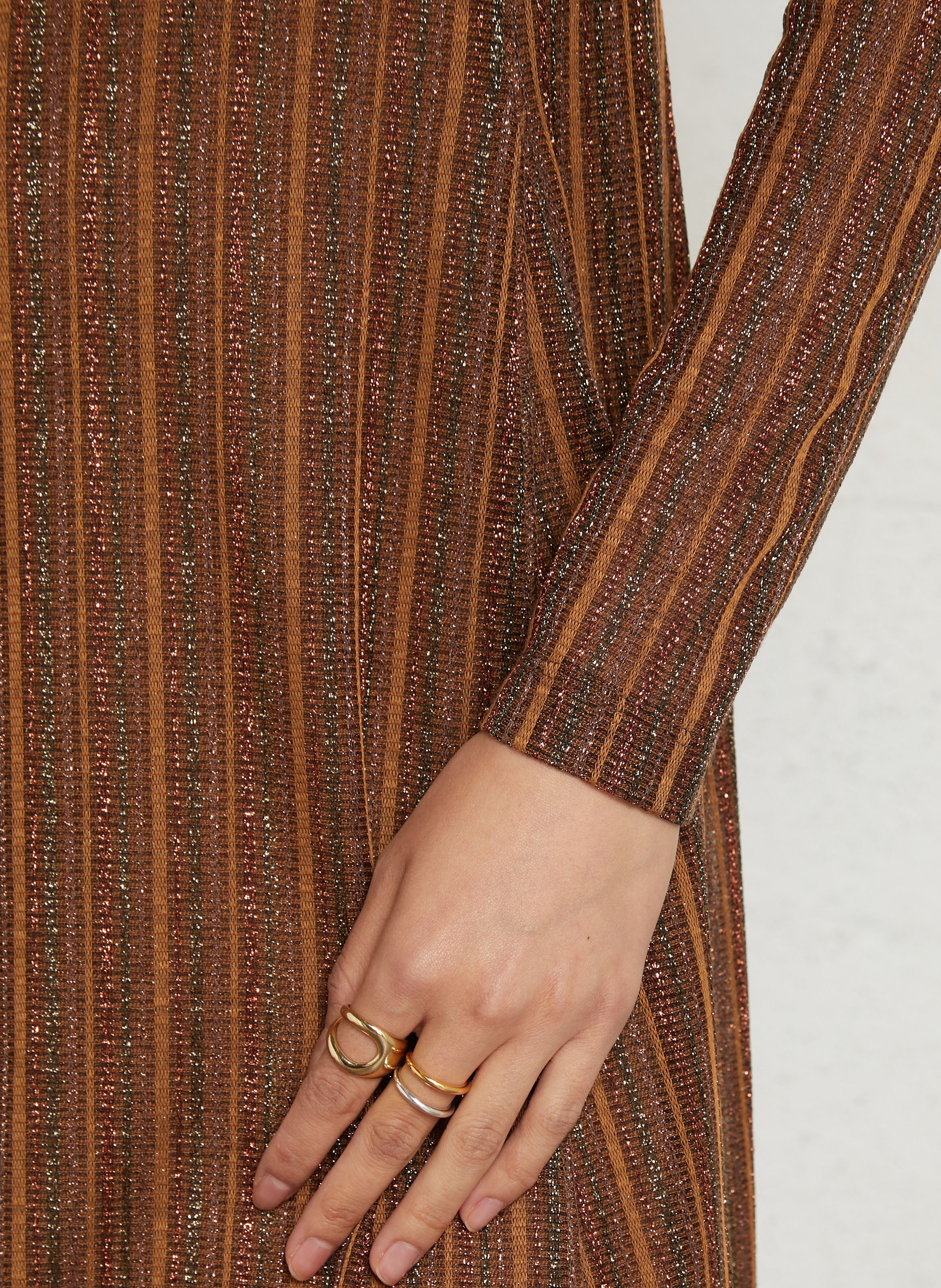 Fitted Sequin Long Dress MOMONI Brown