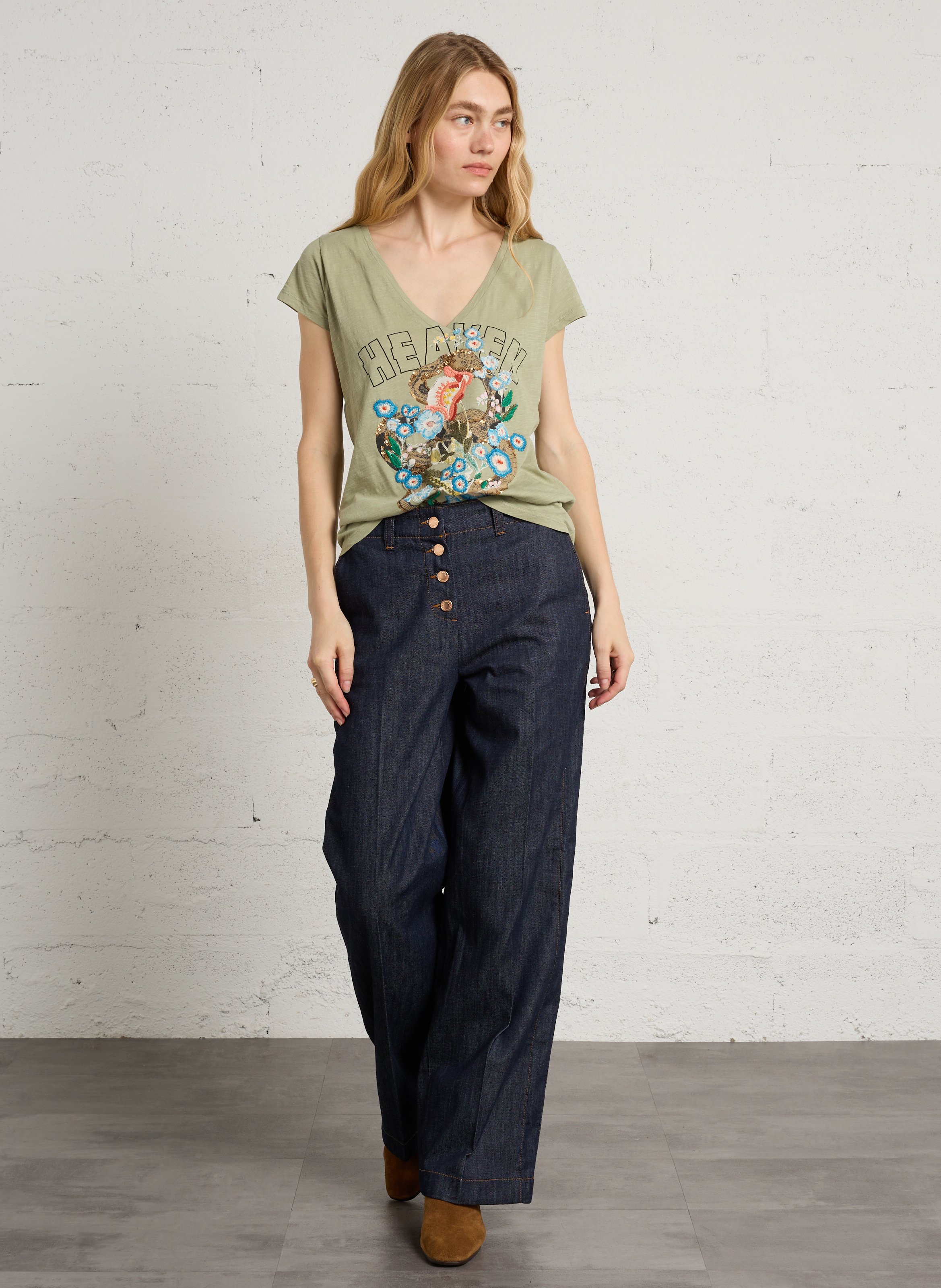 Gerade geschnittenes T-Shirt aus Bio-Baumwolle LEON & HARPER Gelb