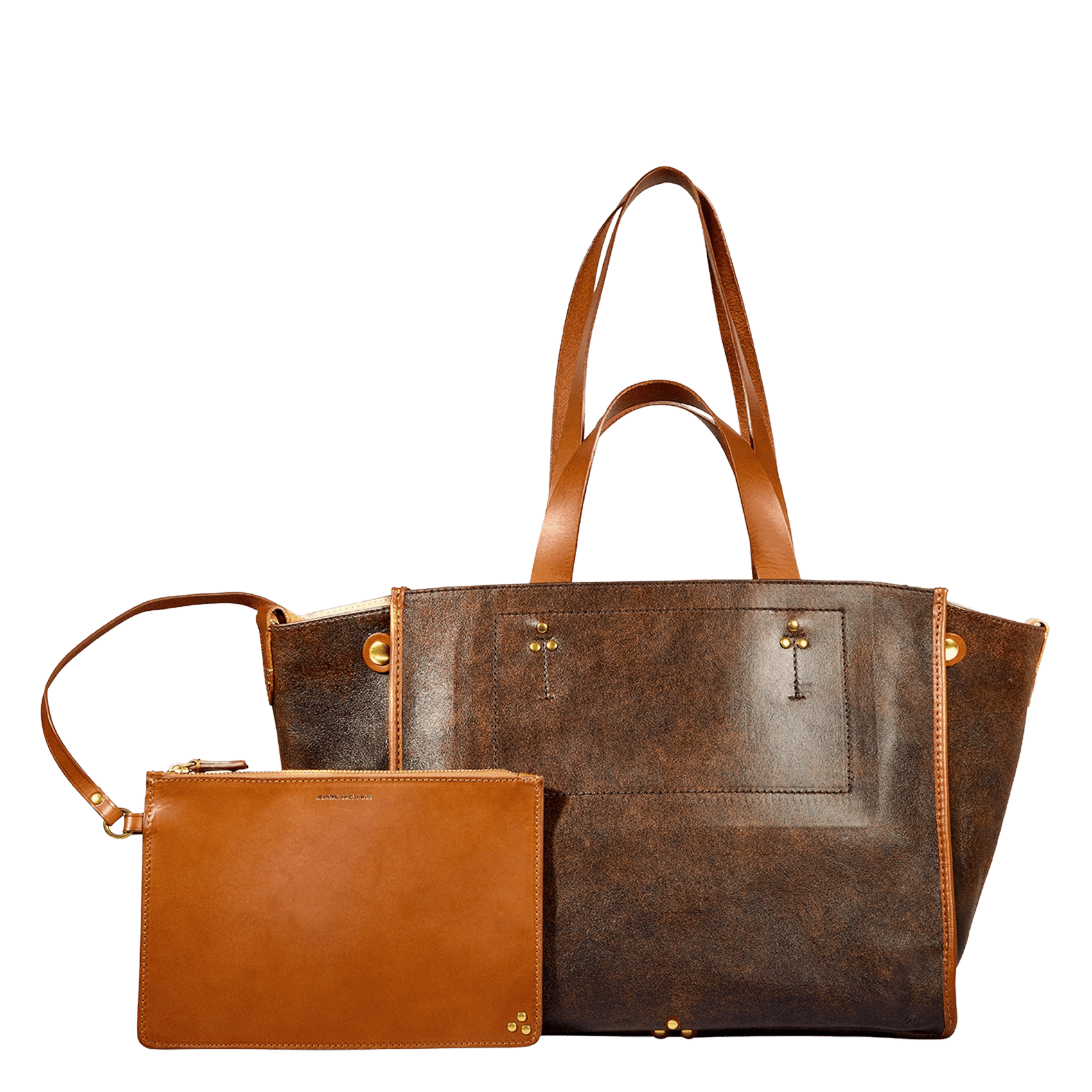 Leather tote bag JEROME DREYFUSS Brown
