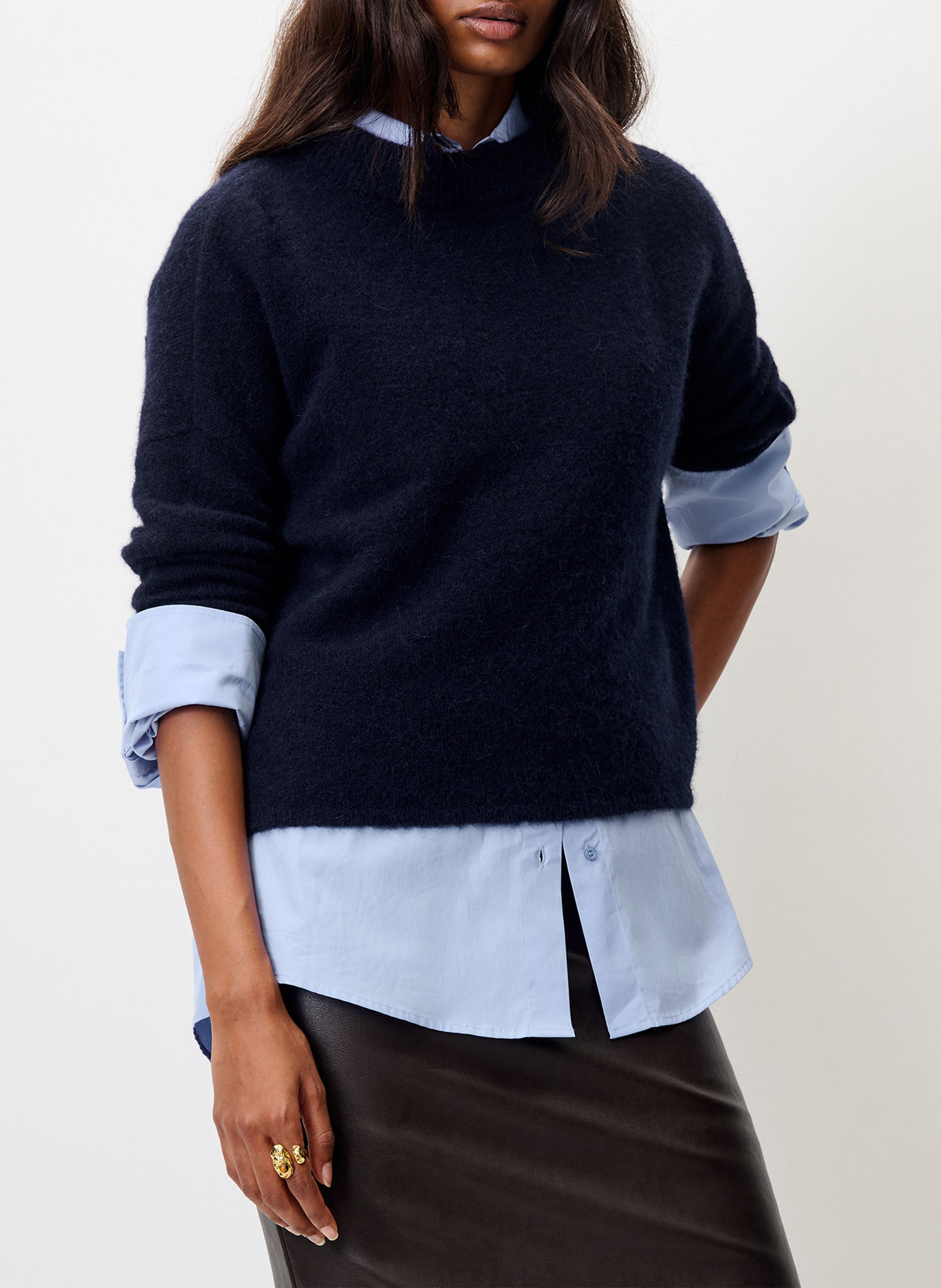 Weiter Pullover aus Wollmix SESSUN Blau