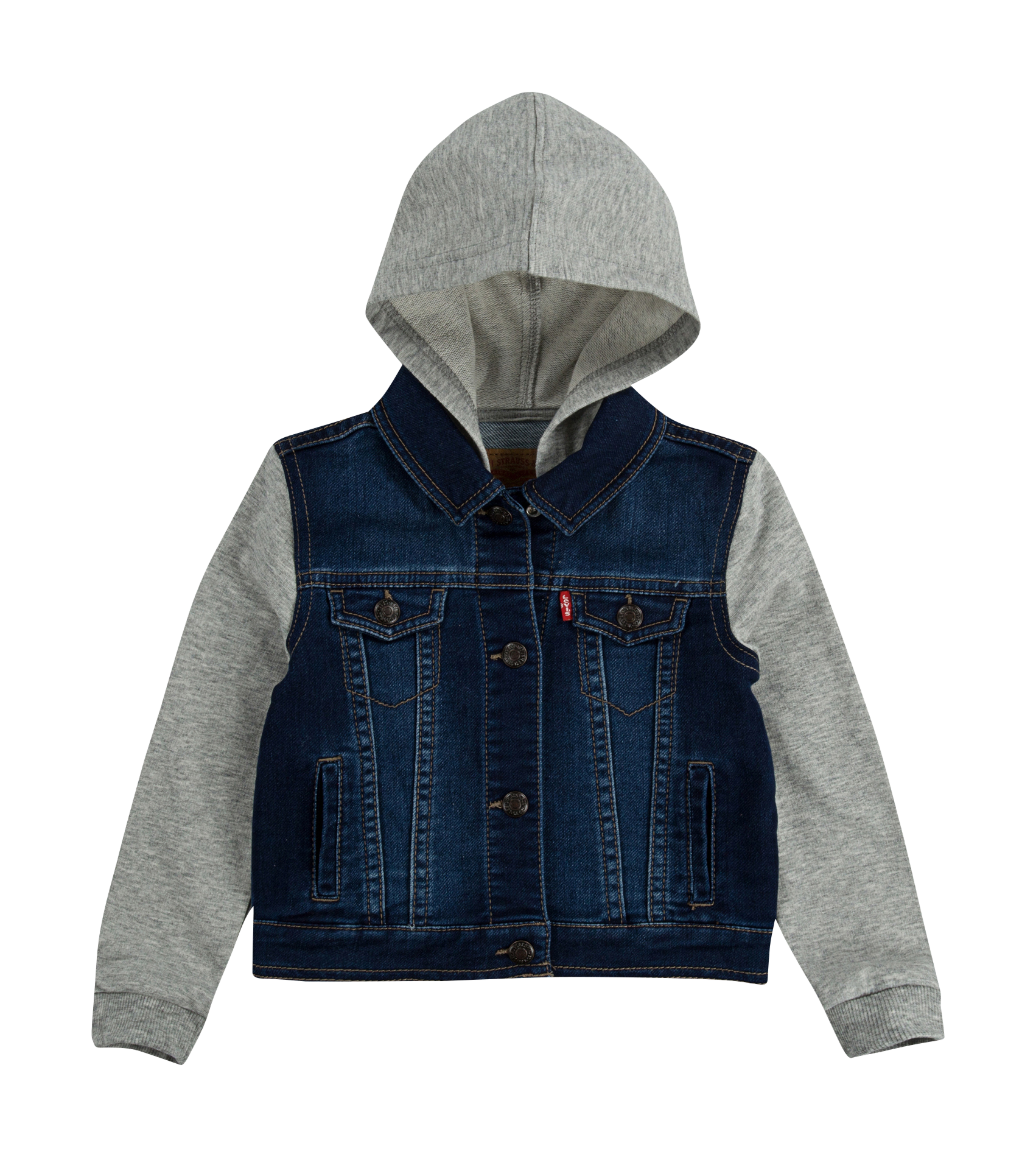 Spijkerjasje van twee soorten stof met capuchon LEVI'S KIDS Blauw
