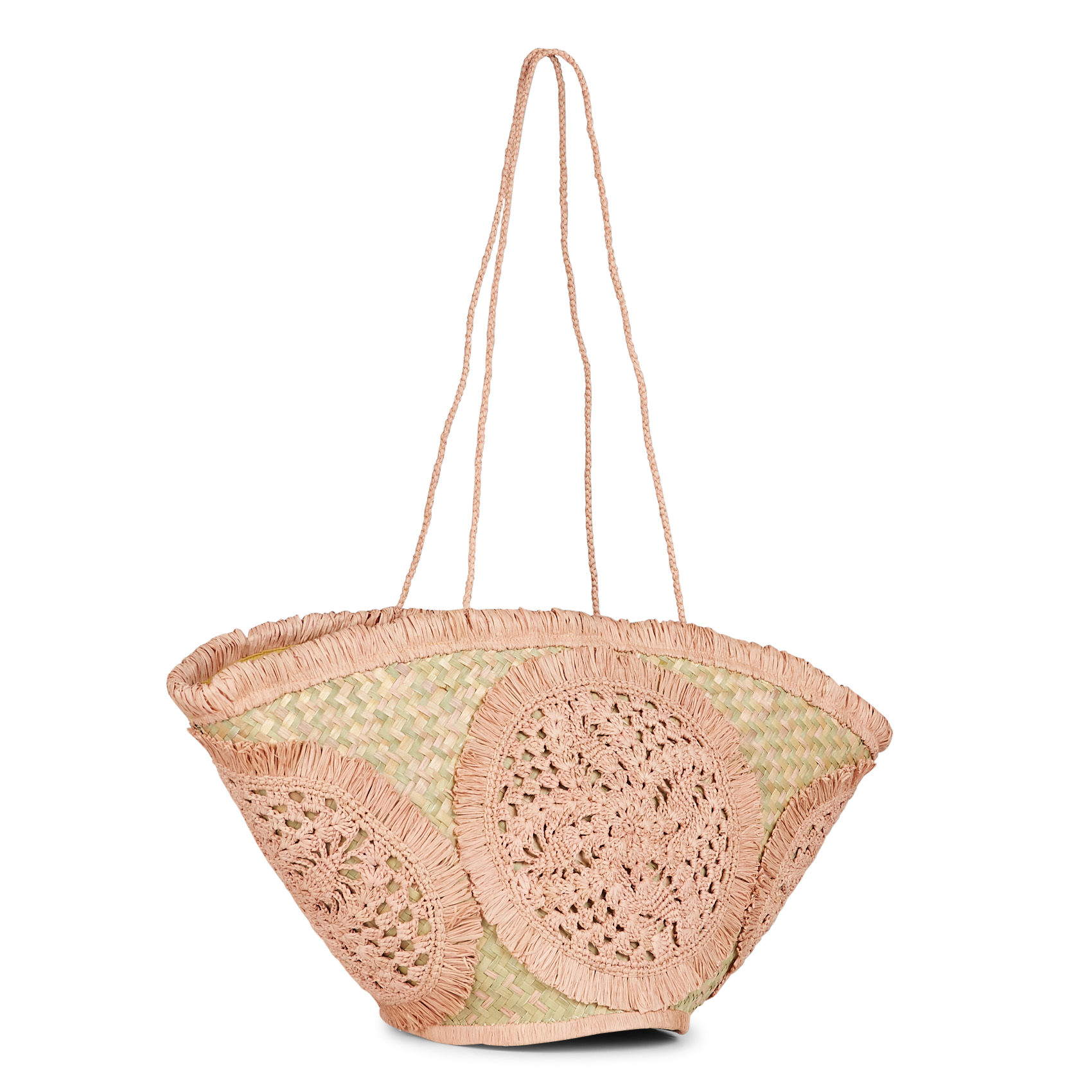 Panier shopping en dentelle de raphia  SANS ARCIDET Rose