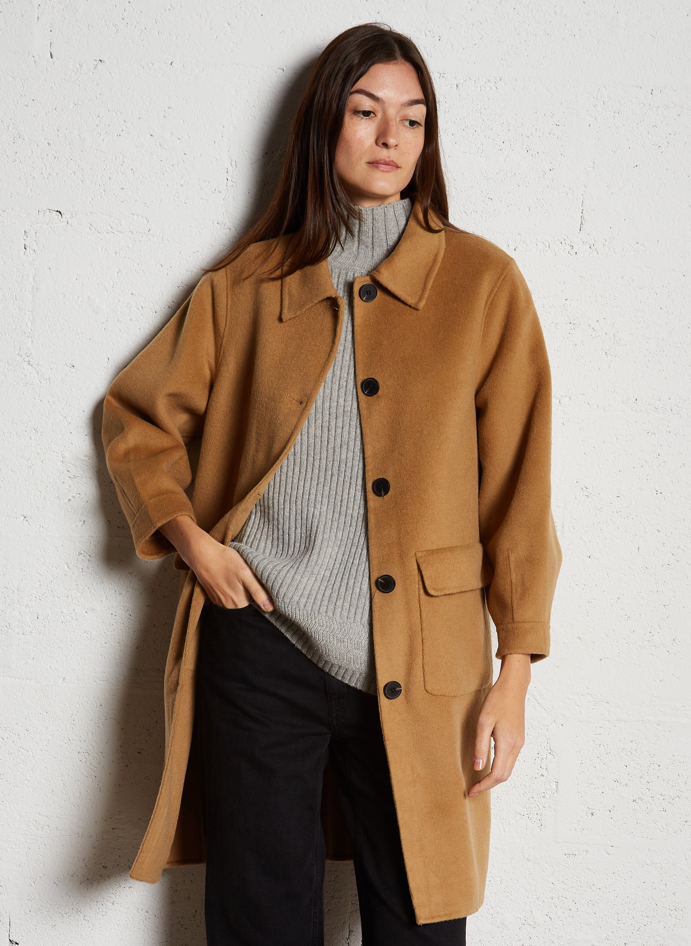 Classic Wool Coat Women's store Brown