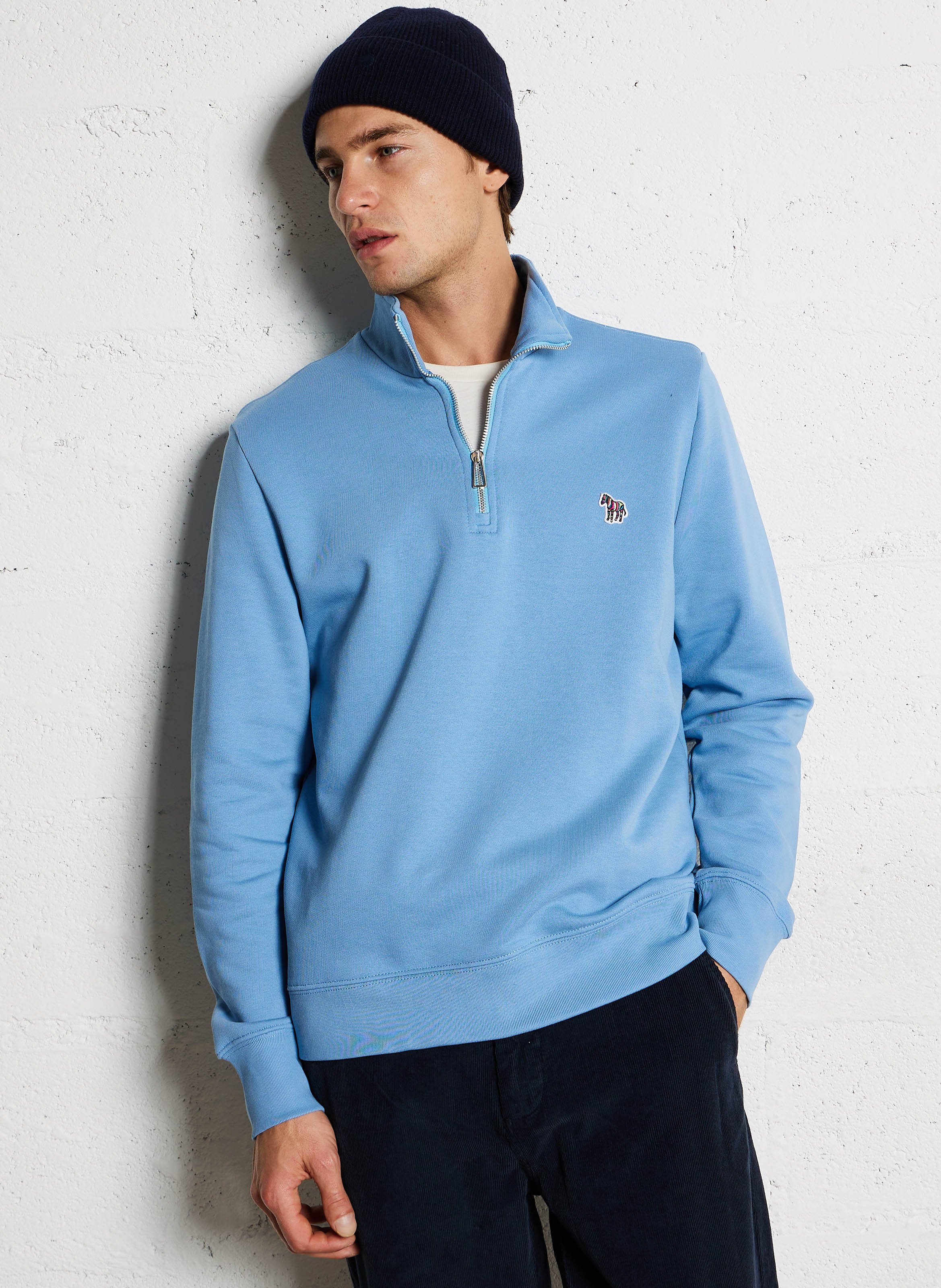 Pullover mit Reißverschluss aus Bio-Baumwolle PAUL SMITH Blau