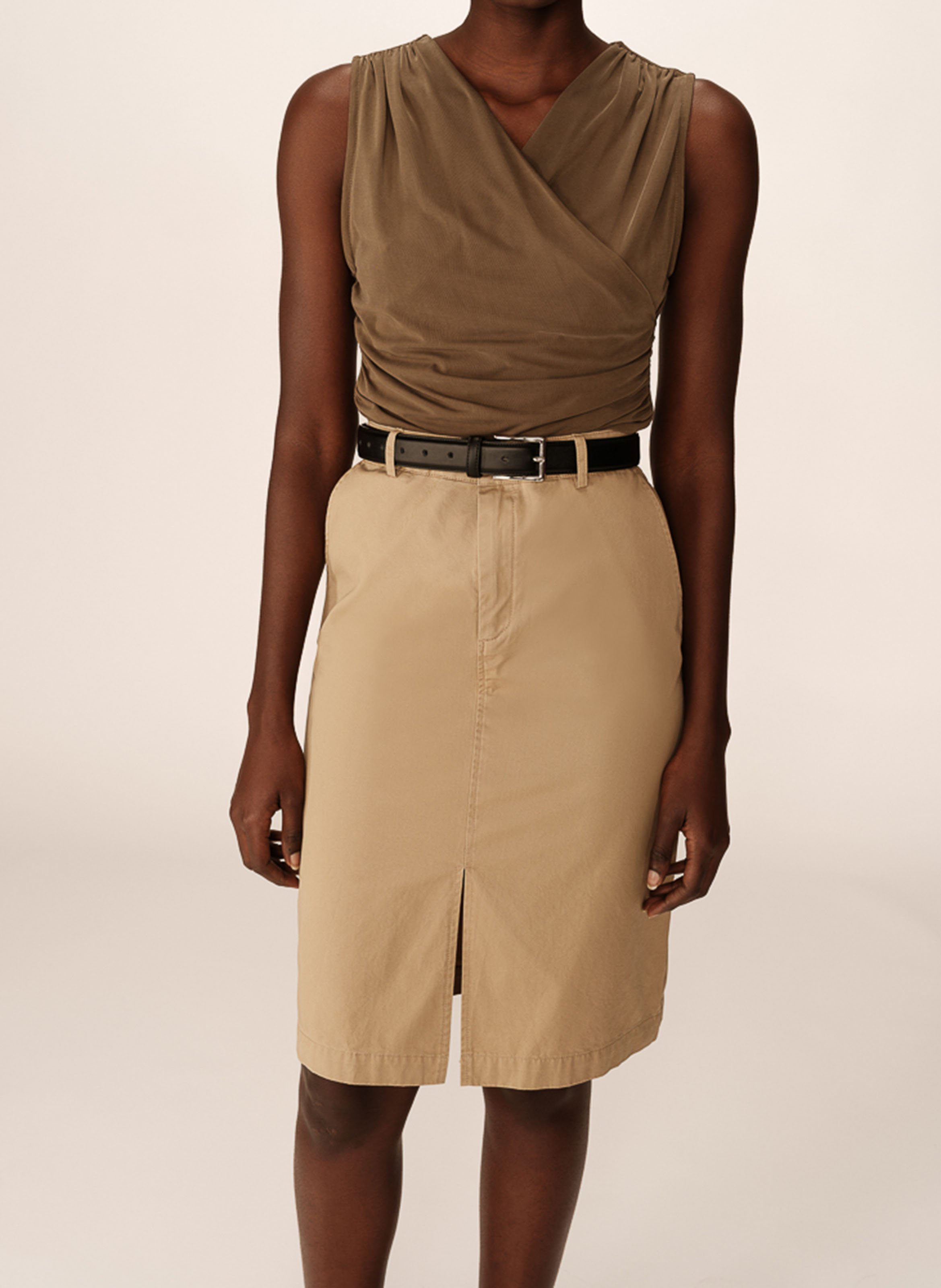 Split pencil skirt with pockets GRACE ET MILA Beige