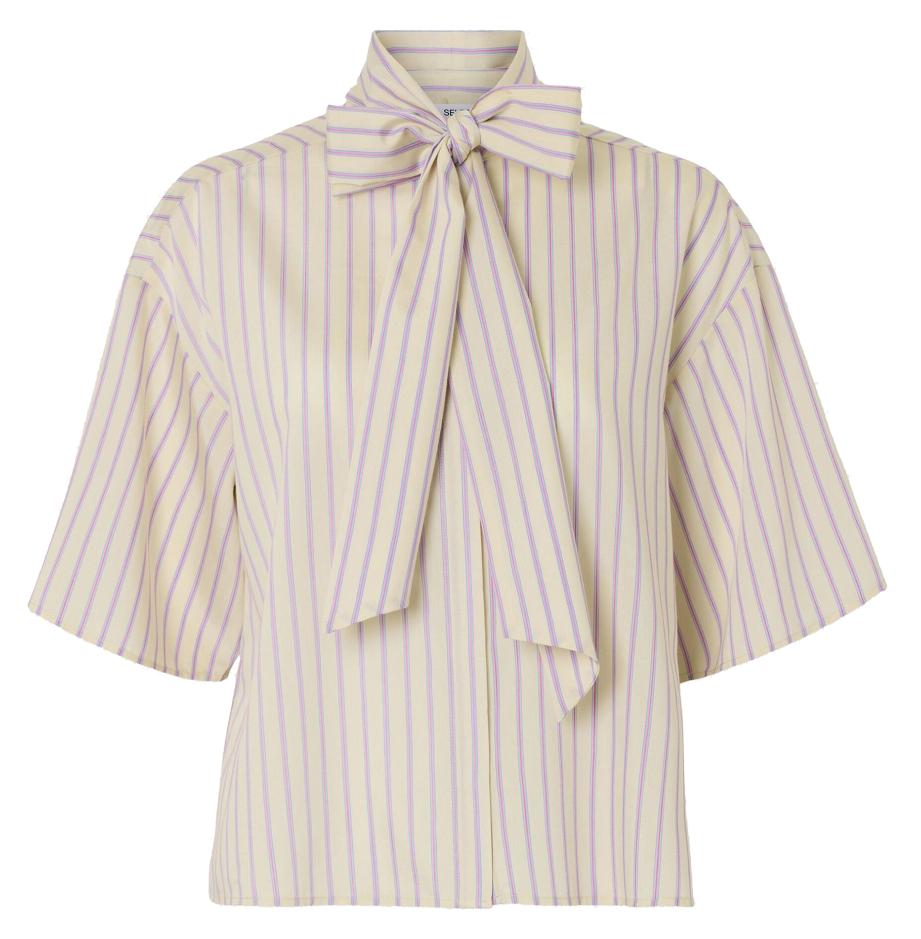 Straight shirt with lavallière collar SELECTED Beige
