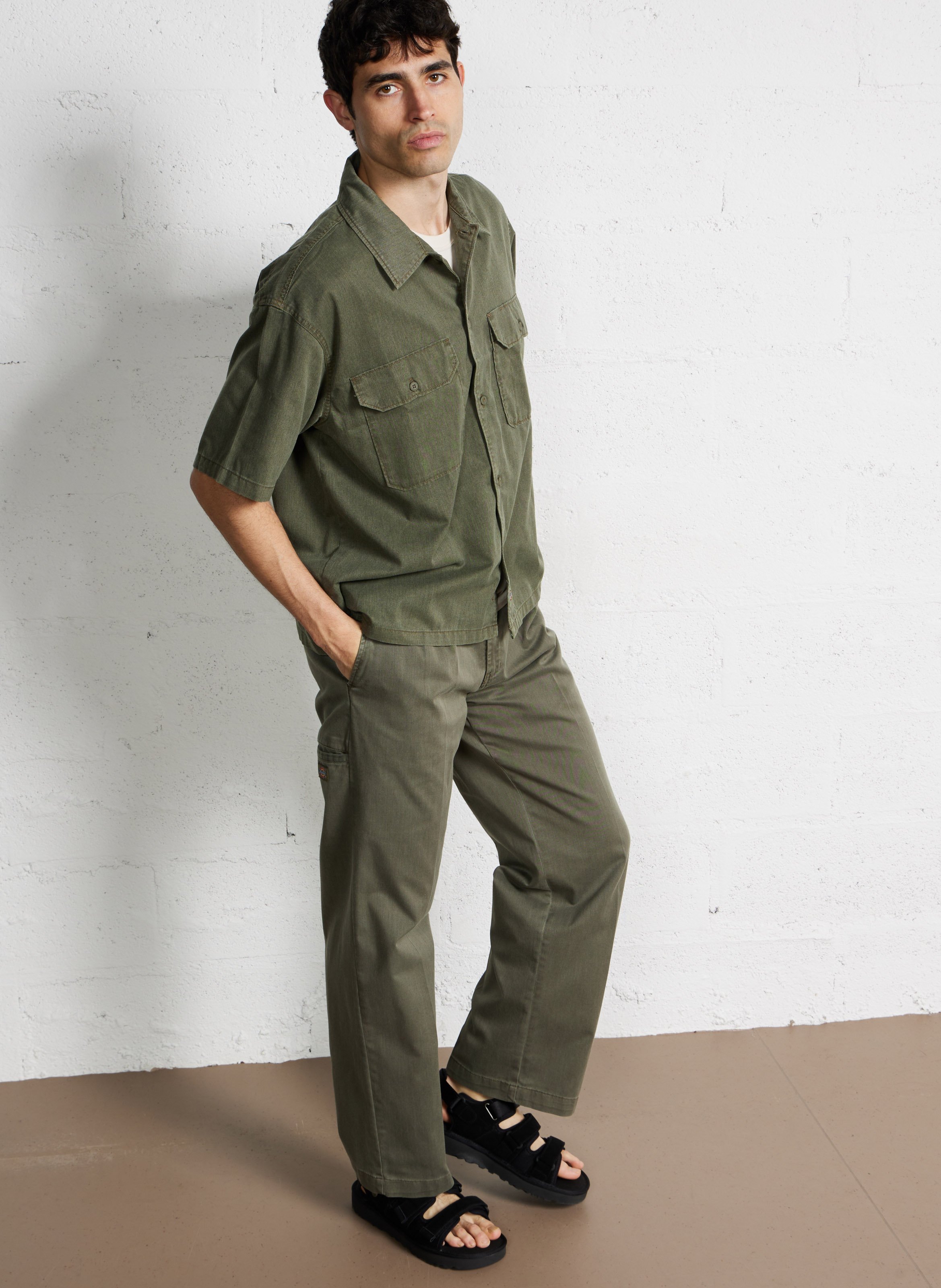 Oversized denim shirt DICKIES Khaki
