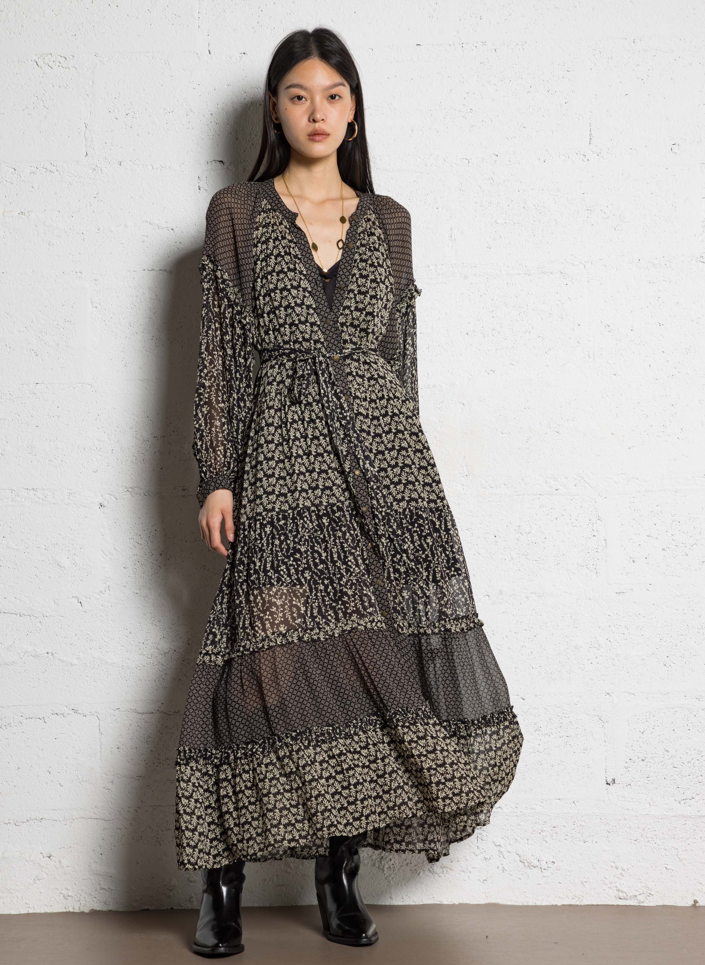 Maison Celon wavy tile pattern dress