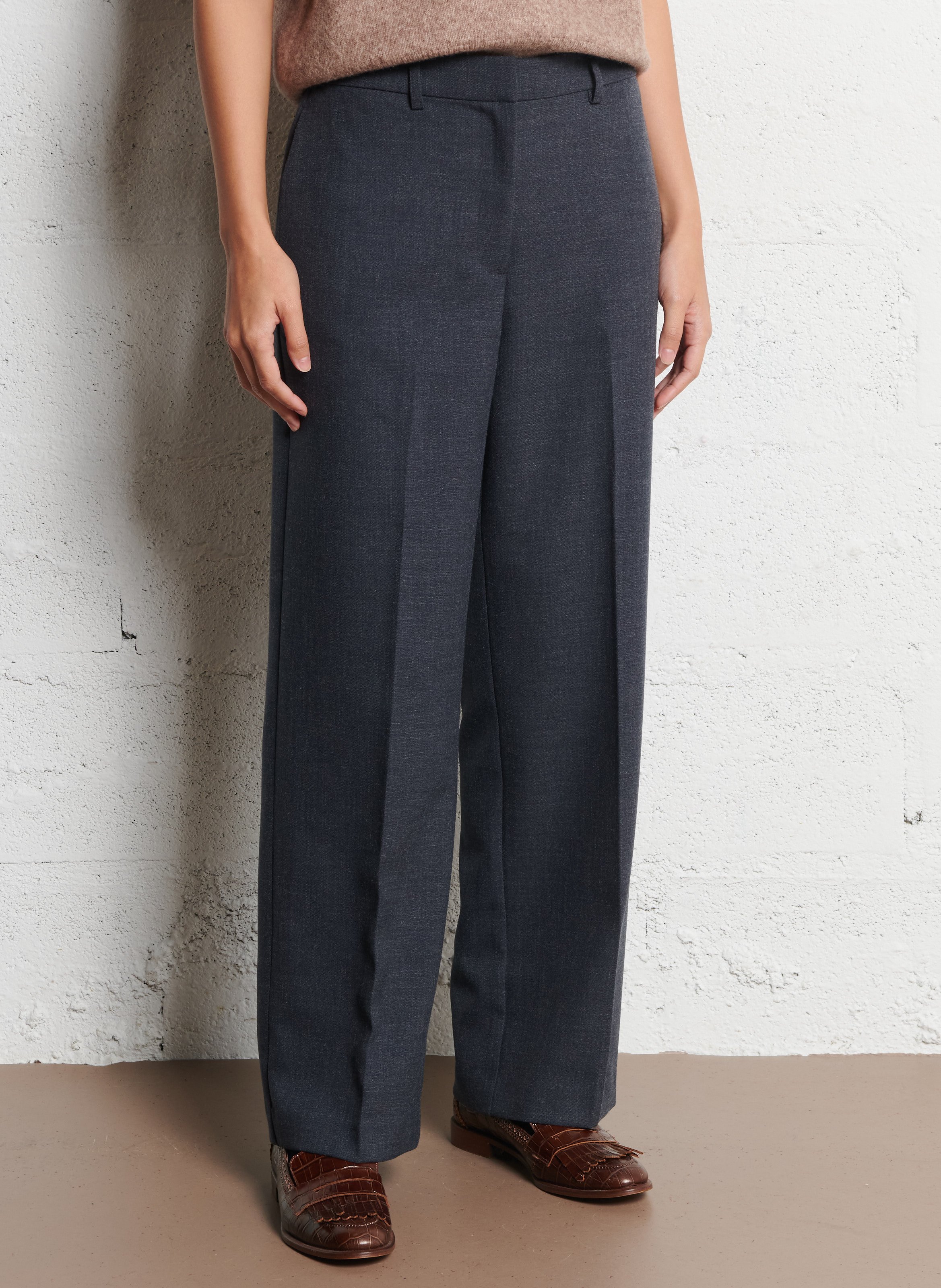 Pantalon droit taille mi-haute NICE THINGS Gris