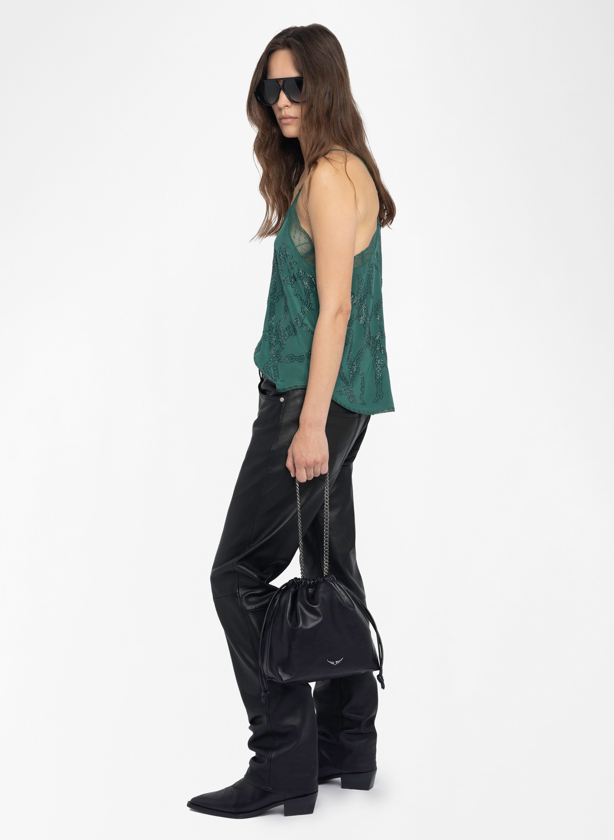 Caraco col V en soie ZADIG&VOLTAIRE Vert